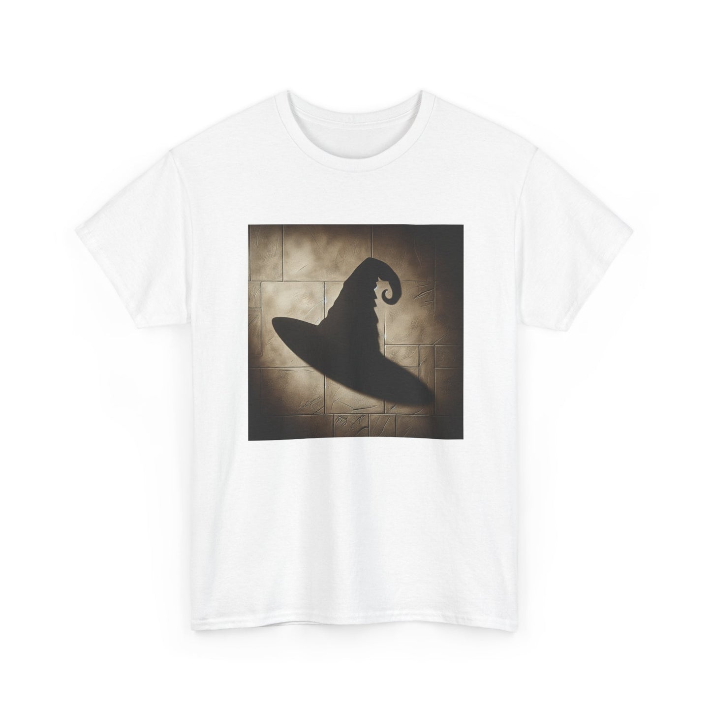 Enchanted Shadows: Witch Hat Illusions on Textured Walls T-Shirt