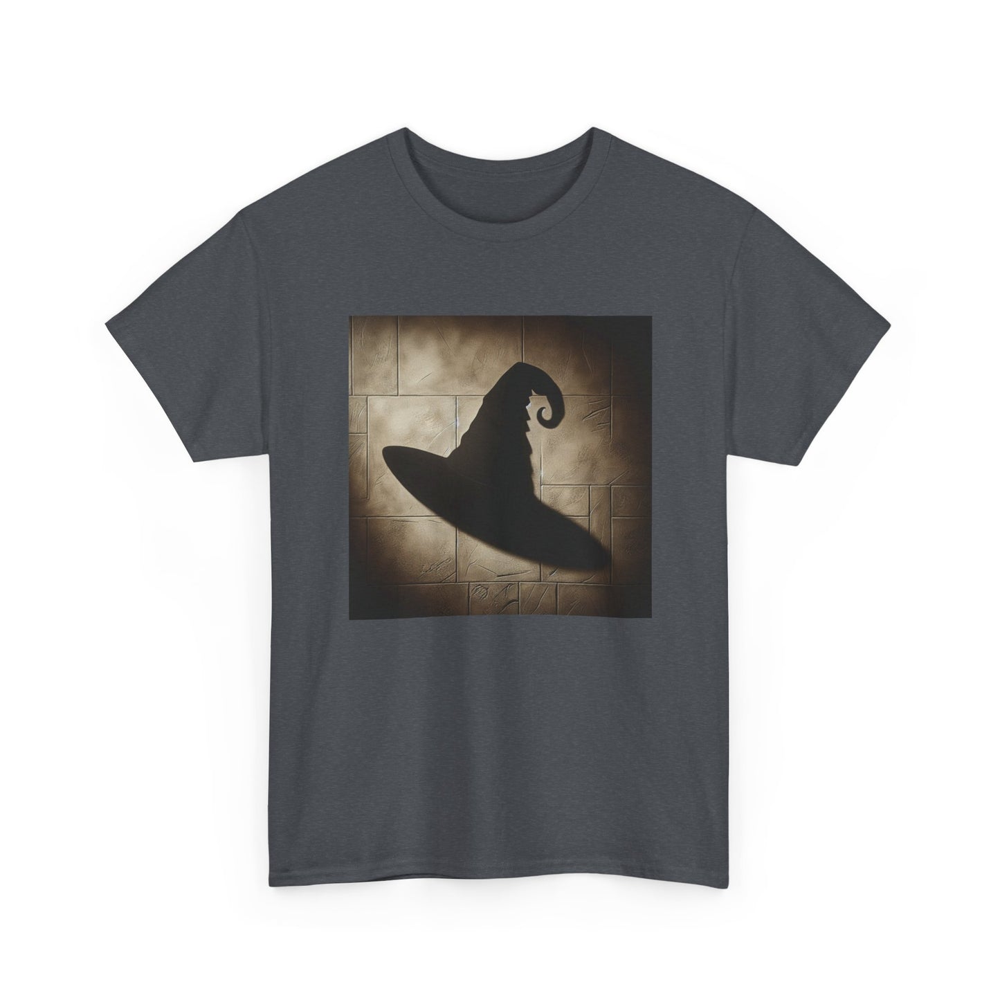 Enchanted Shadows: Witch Hat Illusions on Textured Walls T-Shirt