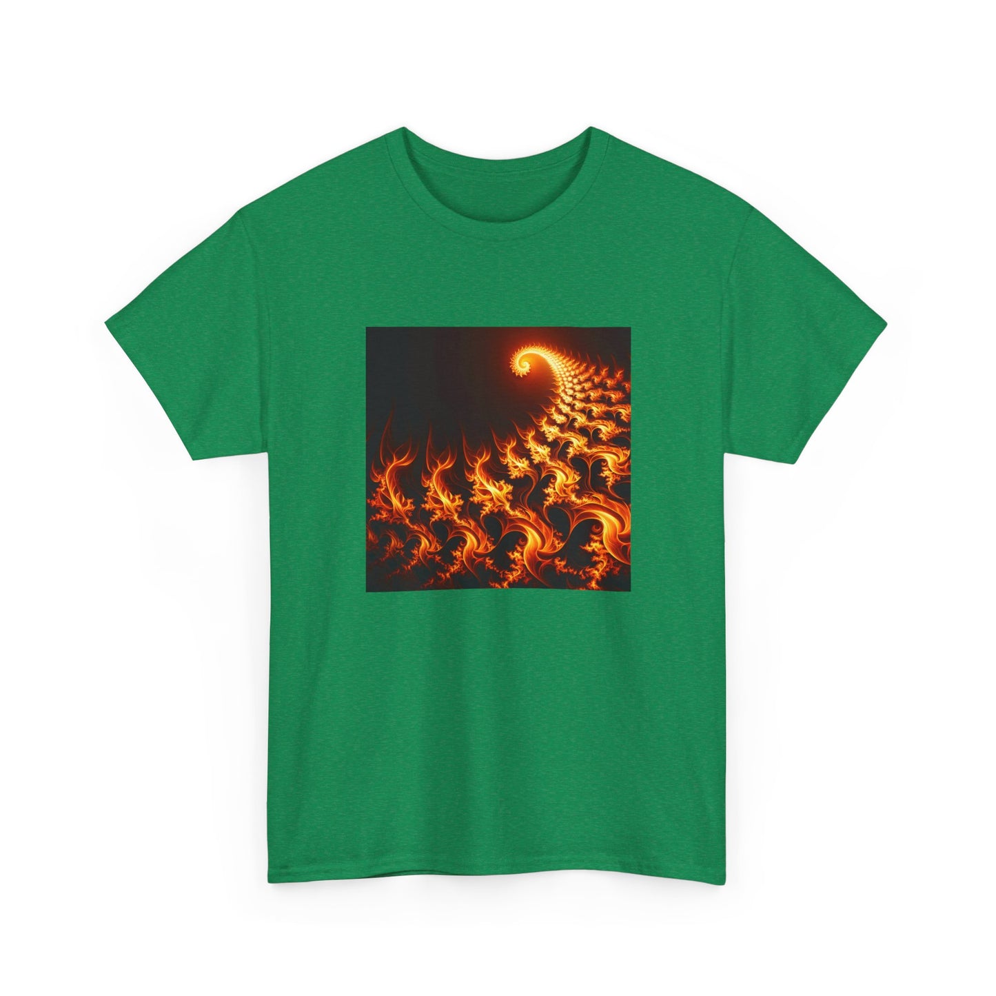 Fractal Flames: Ignite Your Style in Orange T-Shirt