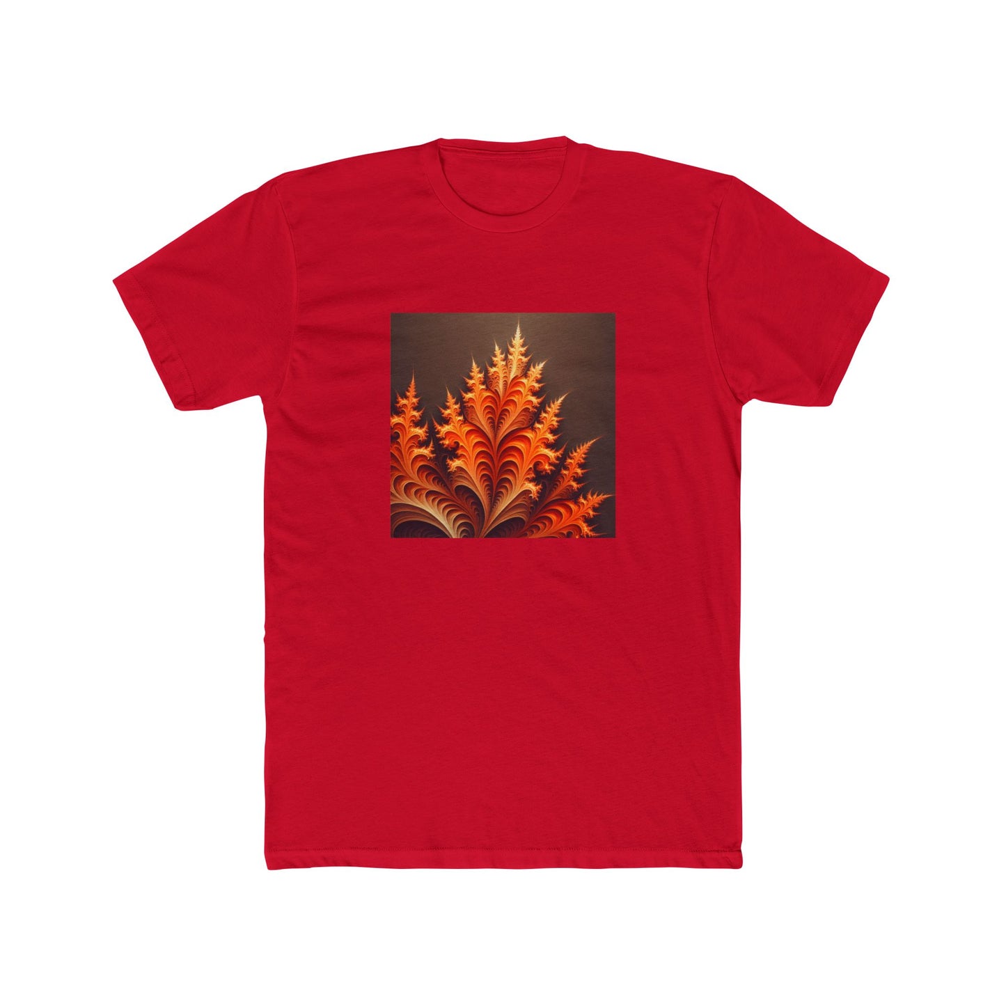 Fractal Flames: Ignite Your Style in Orange T-Shirt