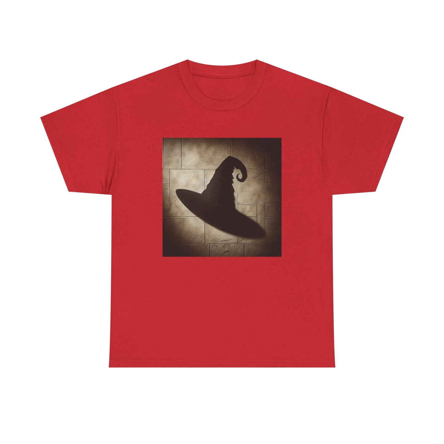 Enchanted Shadows: Witch Hat Illusions on Textured Walls T-Shirt
