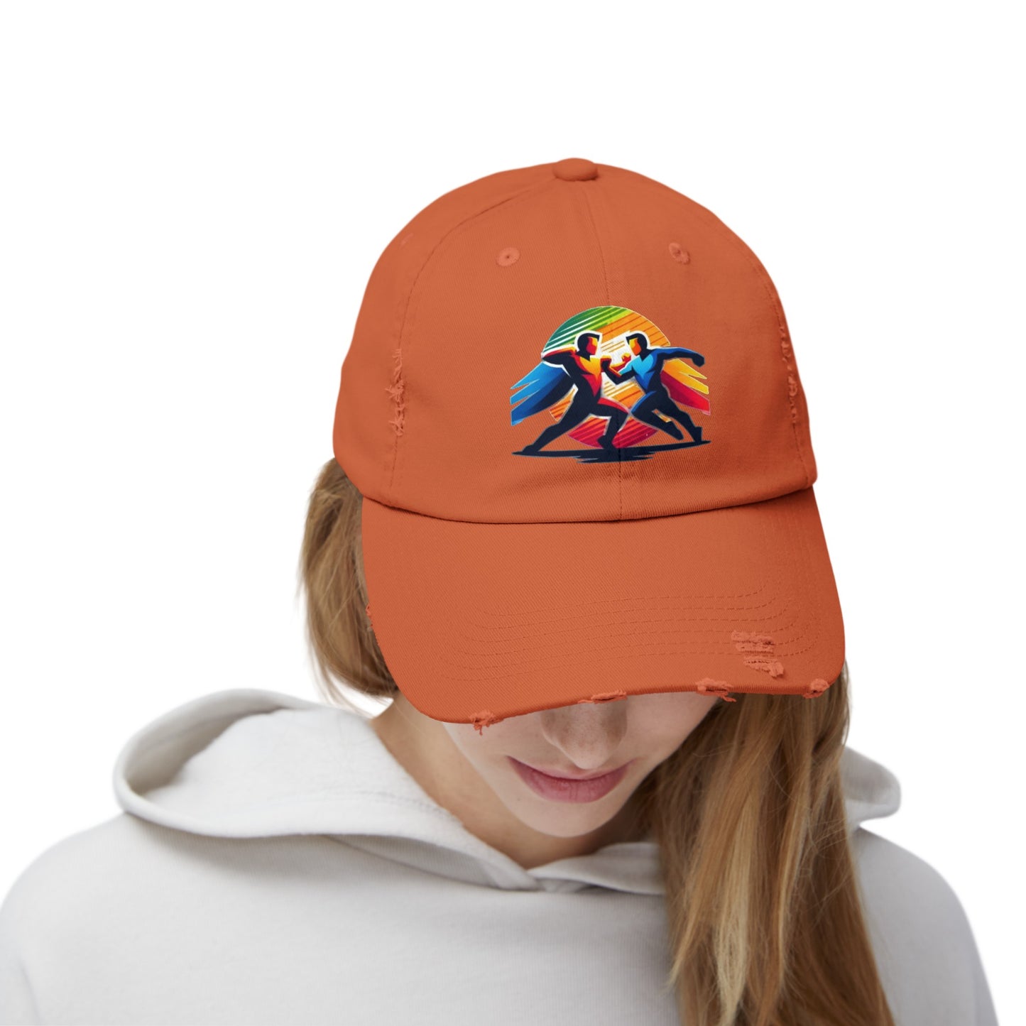 Super Hero Action Design Unisex Distressed Cap