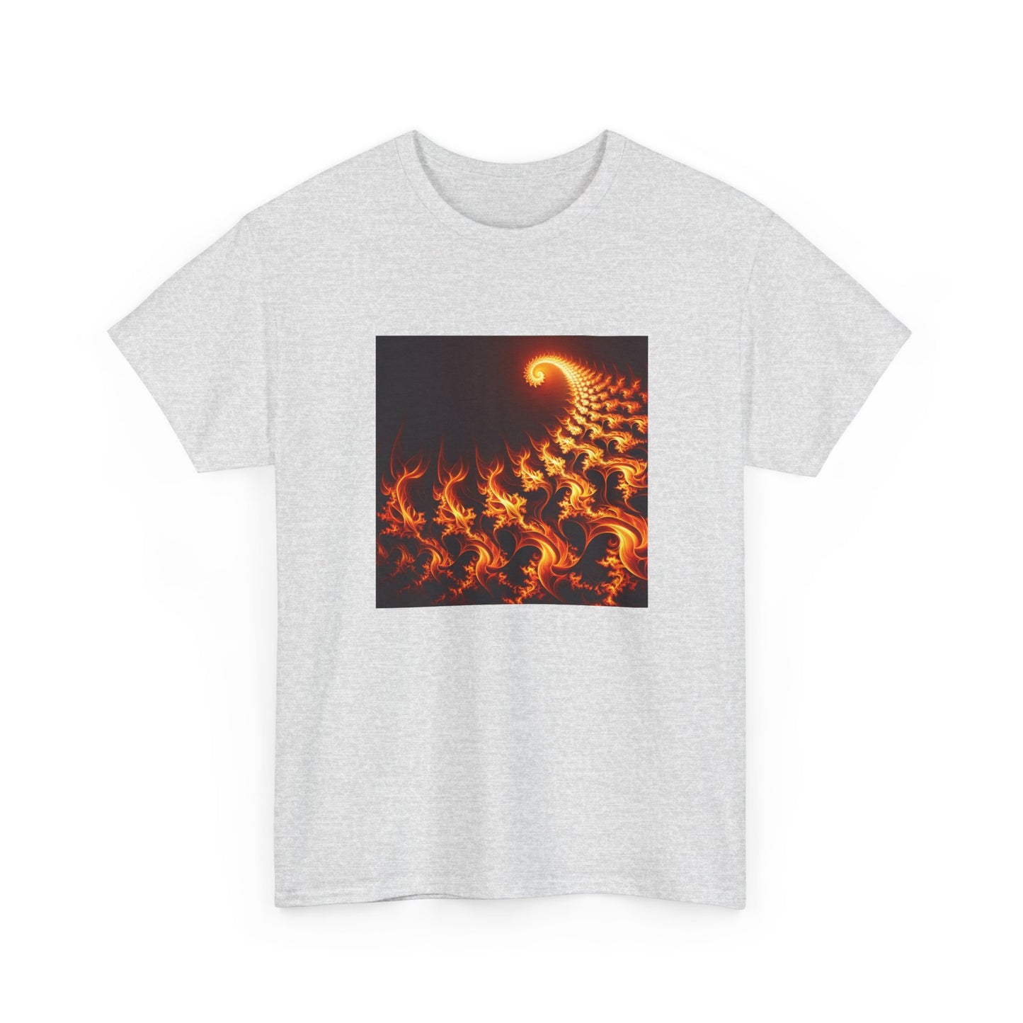Fractal Flames: Ignite Your Style in Orange T-Shirt