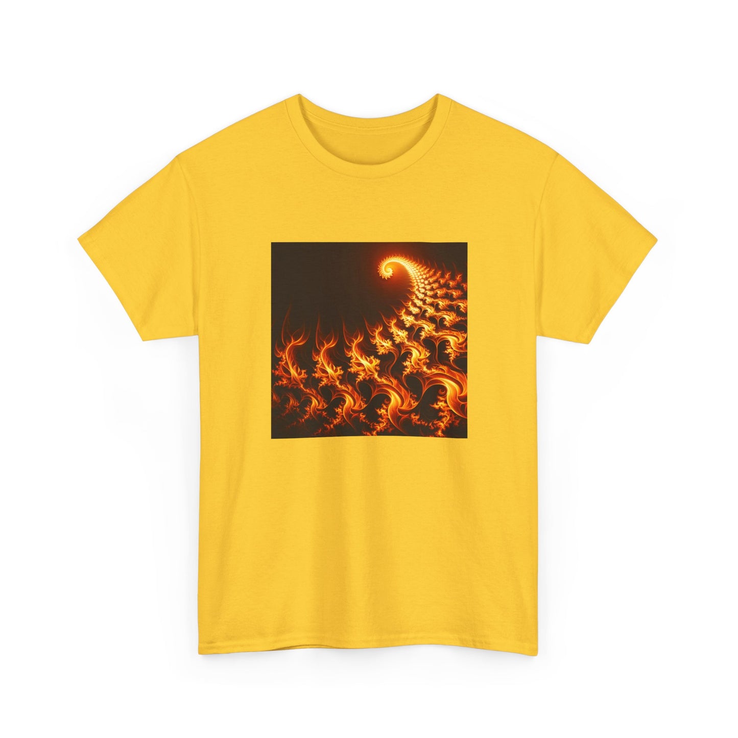Fractal Flames: Ignite Your Style in Orange T-Shirt