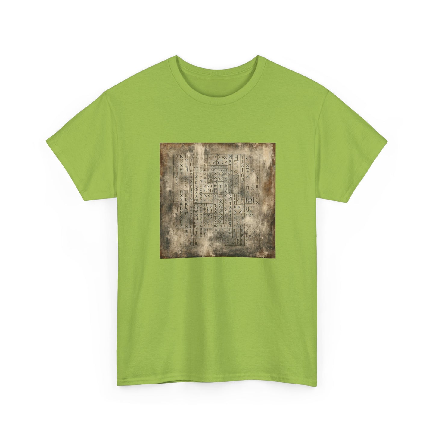 Runic Whispers: Secrets Beneath the Grunge T-Shirt