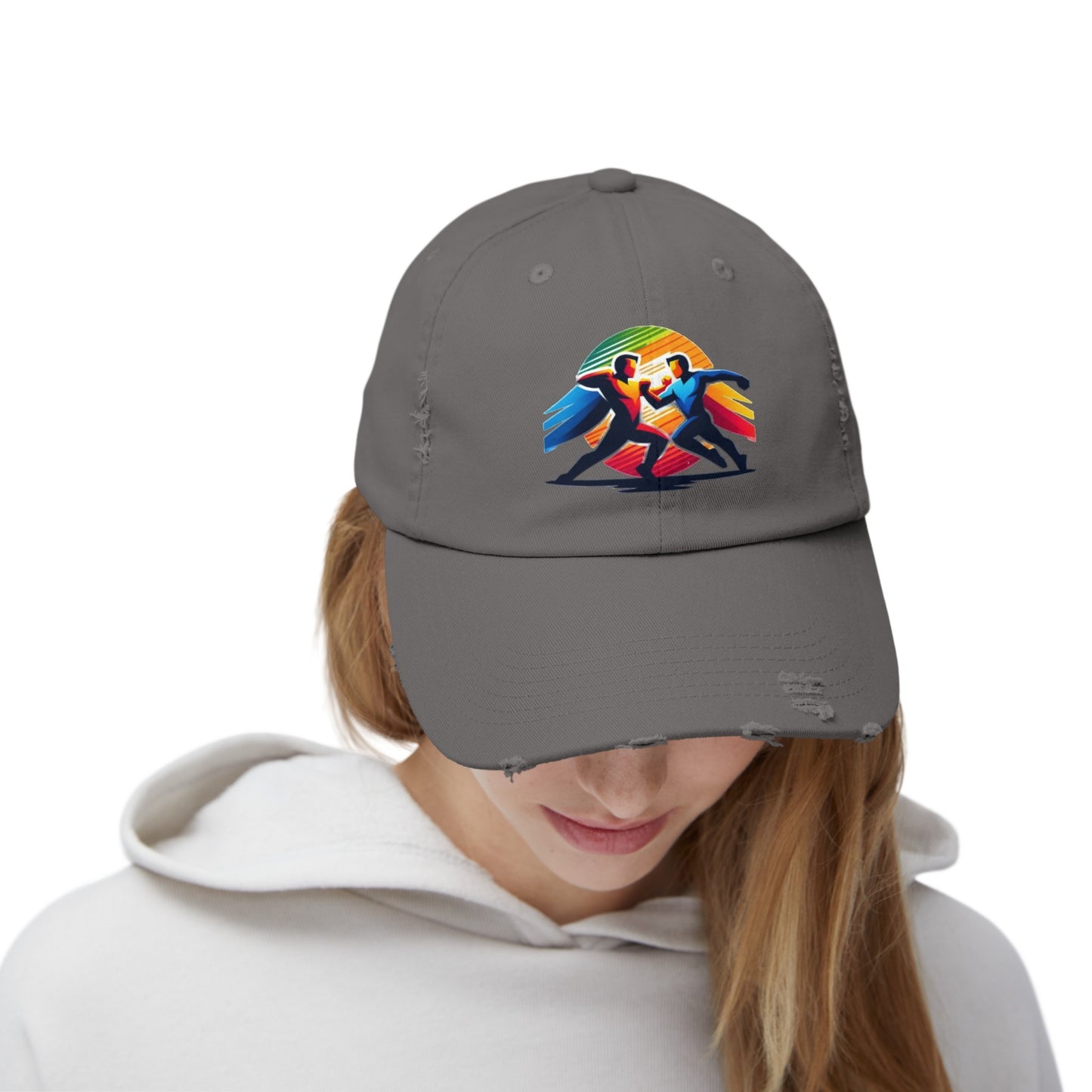 Super Hero Action Design Unisex Distressed Cap