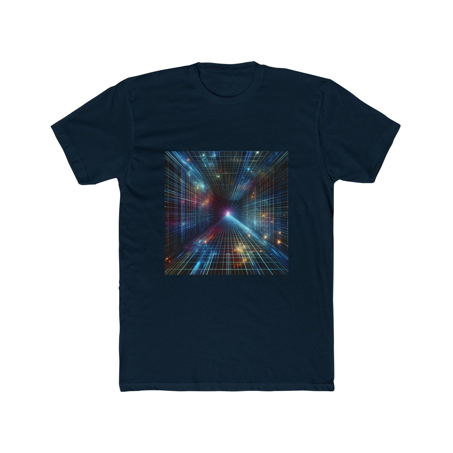 Dive into the Future: Holographic Grid Vortex Tee T-Shirt