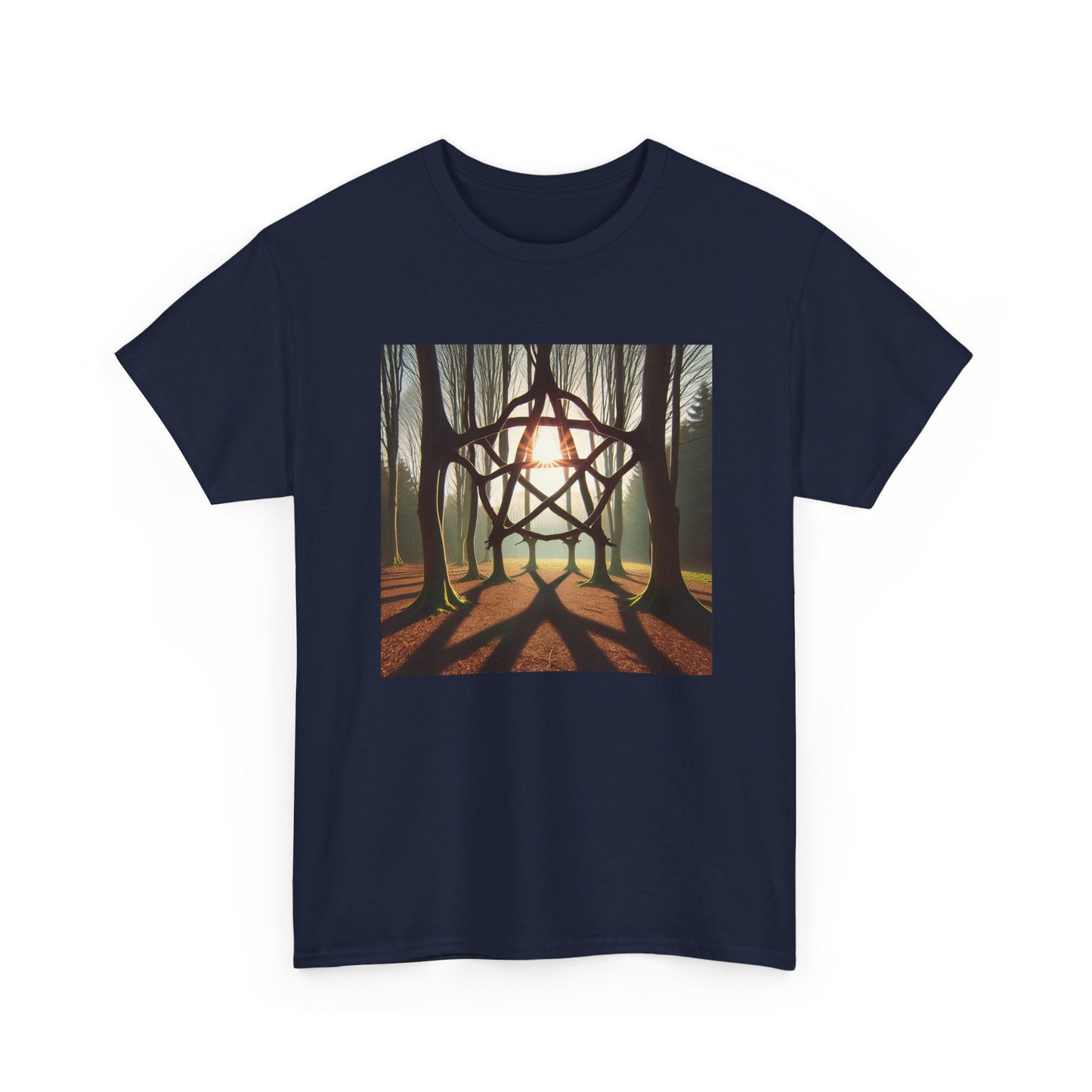 Nature's Pentagram: Enchanted Branch Shadows Tee T-Shirt