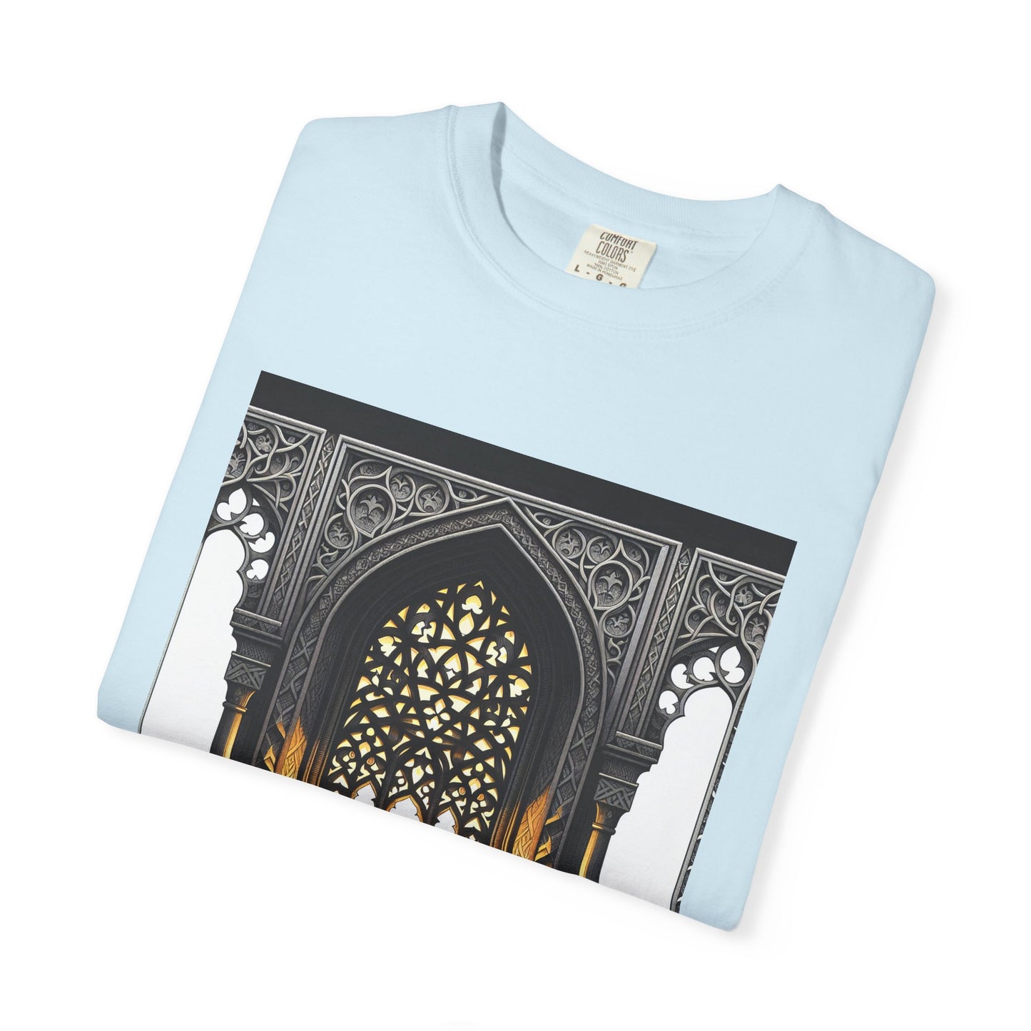 Ghostly Glow: Gothic Windows Aglow with Candlelight T-Shirt