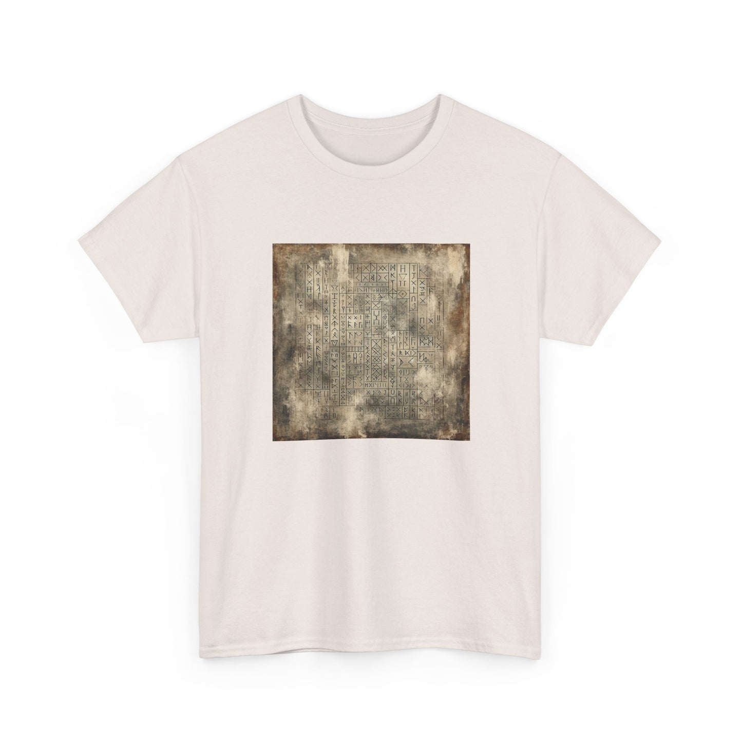 Runic Whispers: Secrets Beneath the Grunge T-Shirt