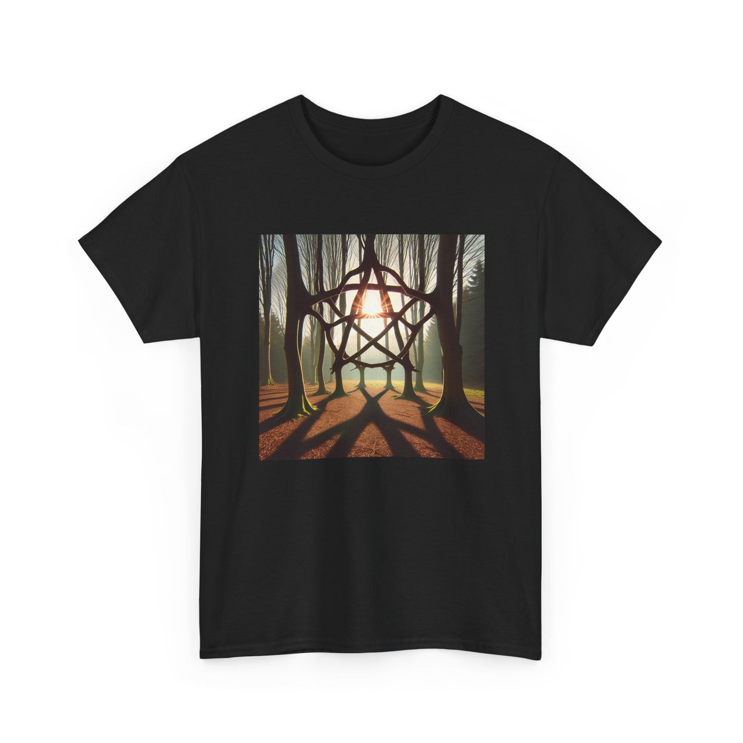 Nature's Pentagram: Enchanted Branch Shadows Tee T-Shirt