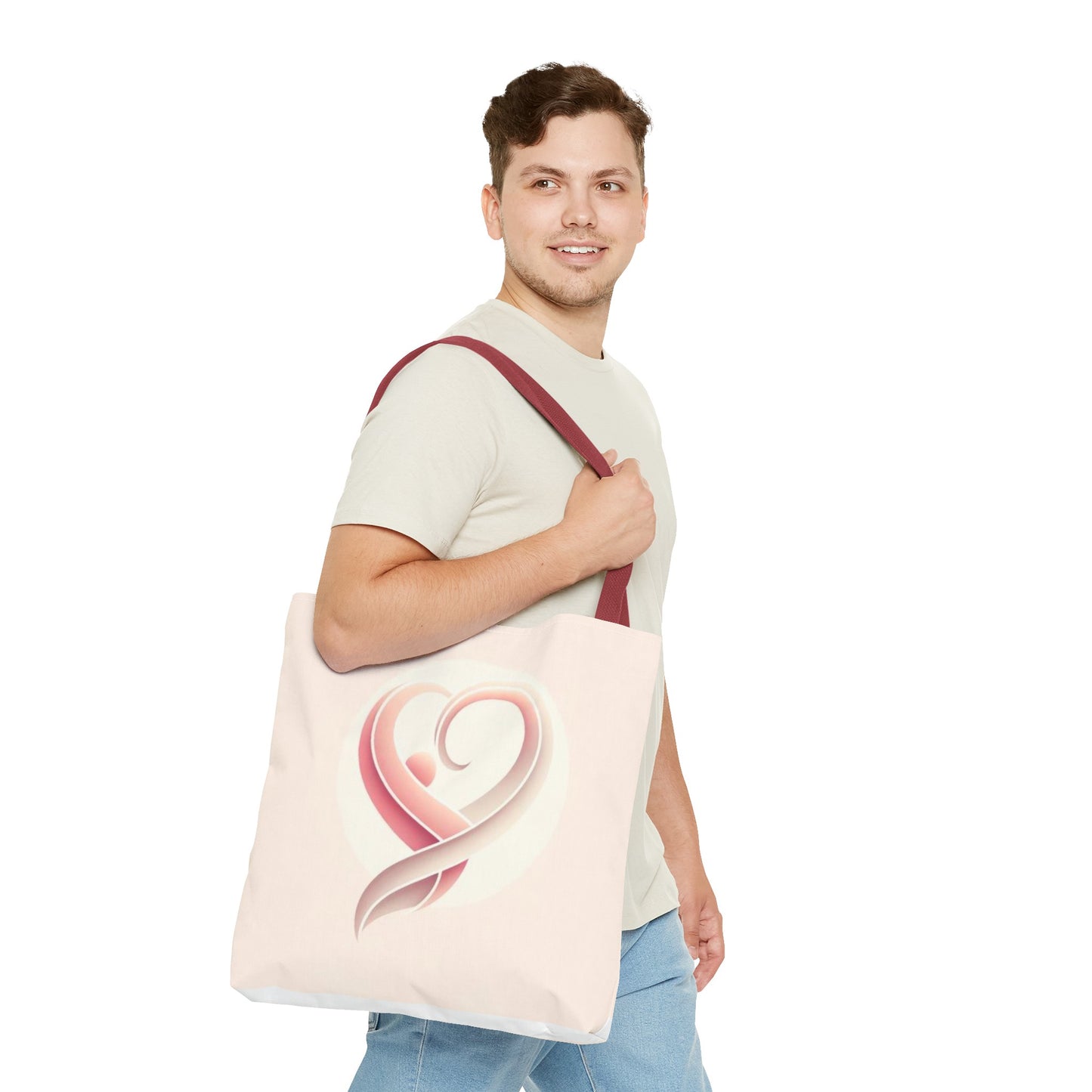 Tote Bag with Heart Design (AOP)