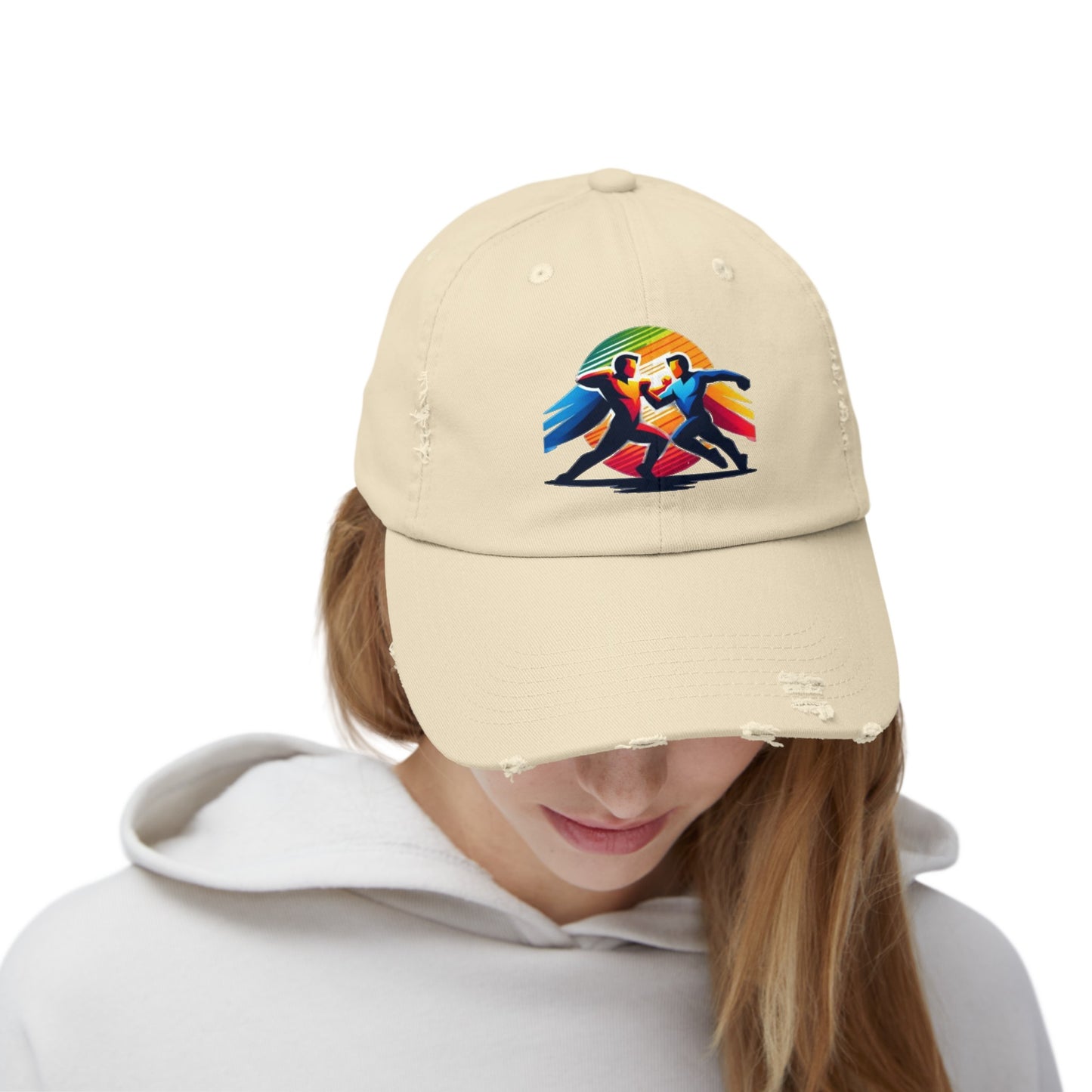 Super Hero Action Design Unisex Distressed Cap