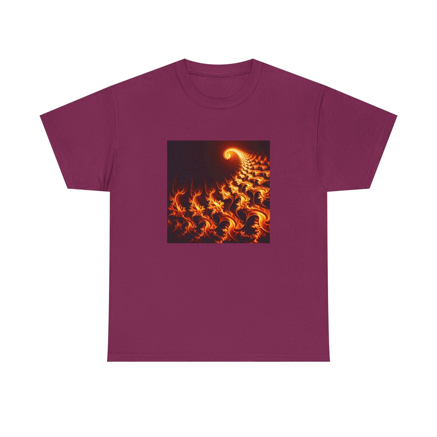 Fractal Flames: Ignite Your Style in Orange T-Shirt