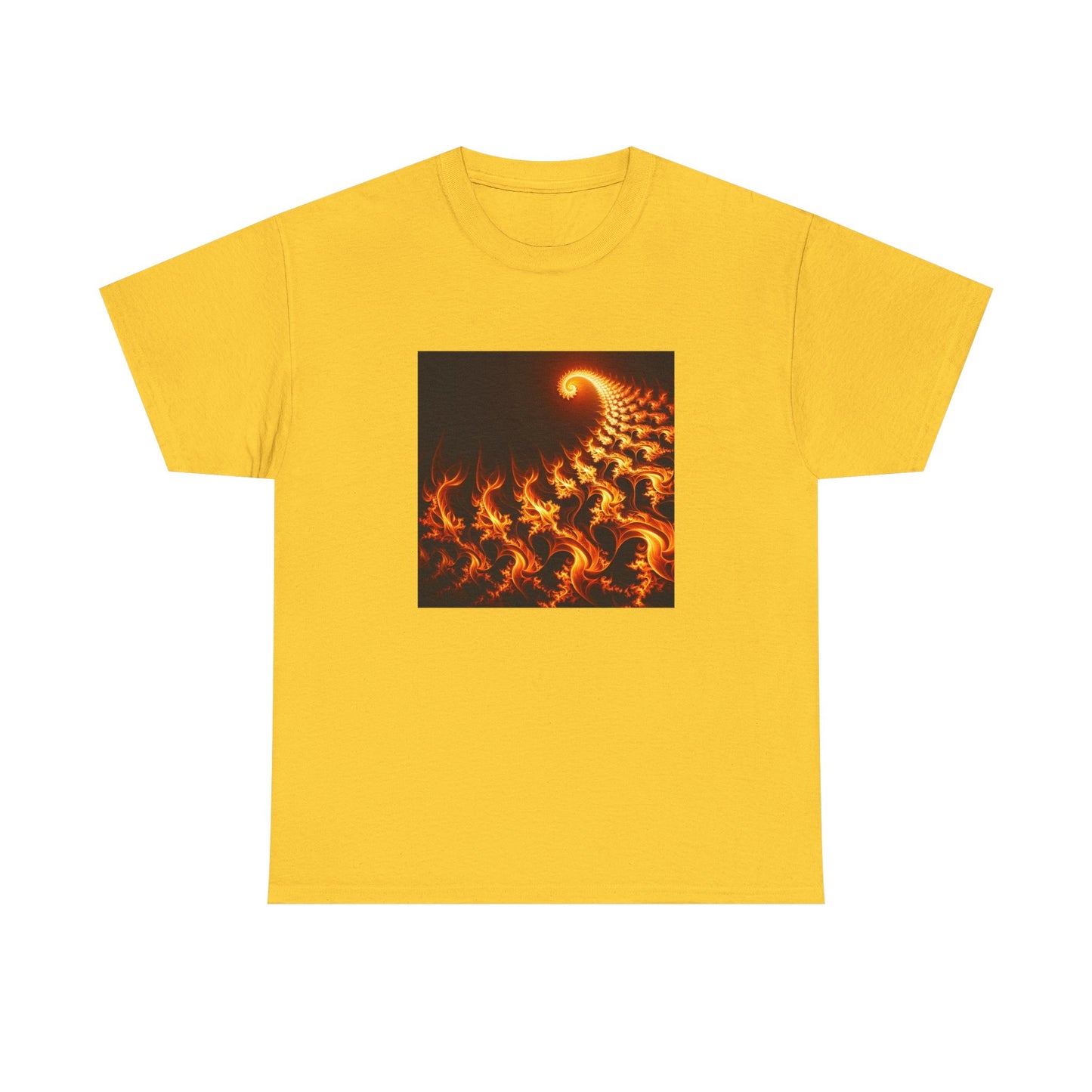 Fractal Flames: Ignite Your Style in Orange T-Shirt