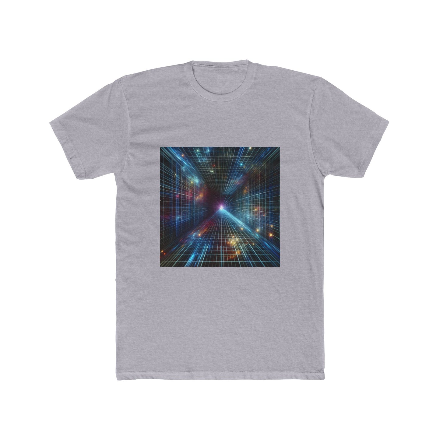 Dive into the Future: Holographic Grid Vortex Tee T-Shirt