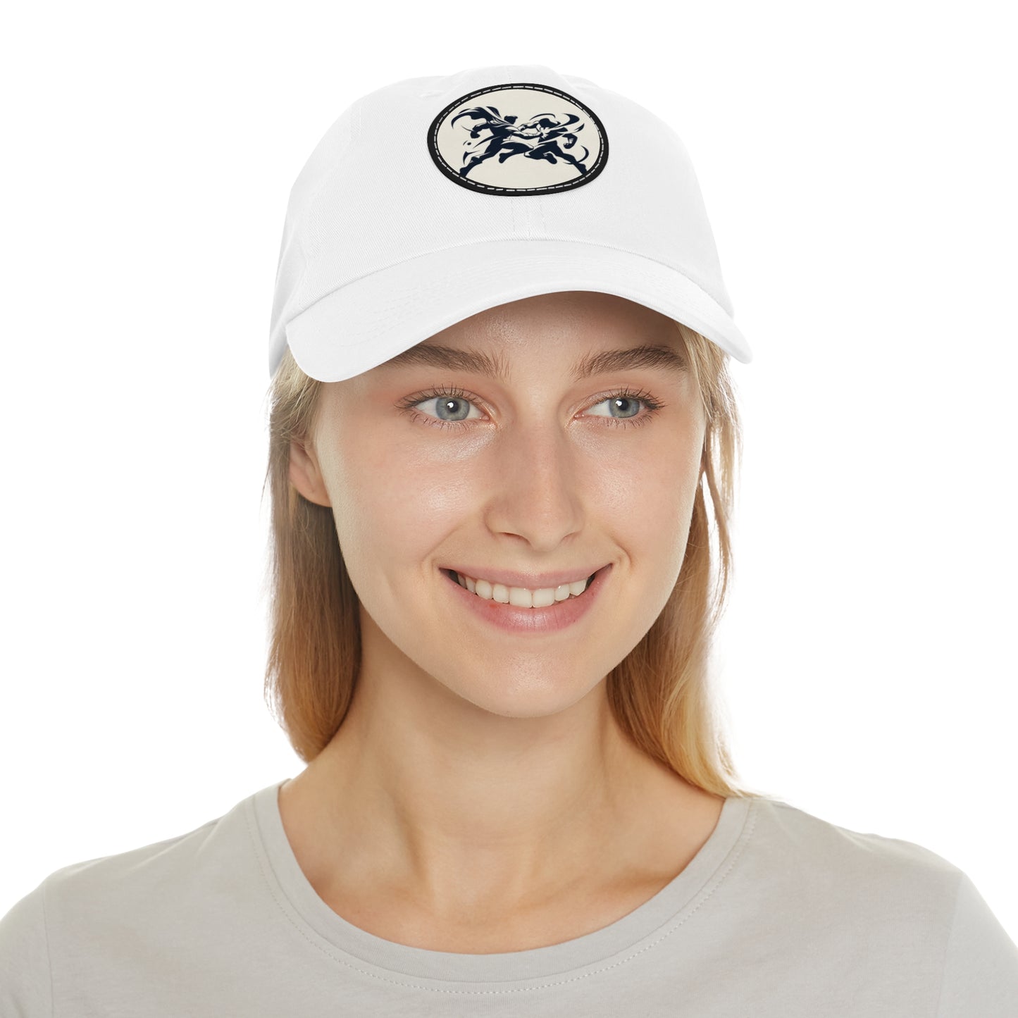 Super Hero Design Dad Hat with Leather Patch (Round)