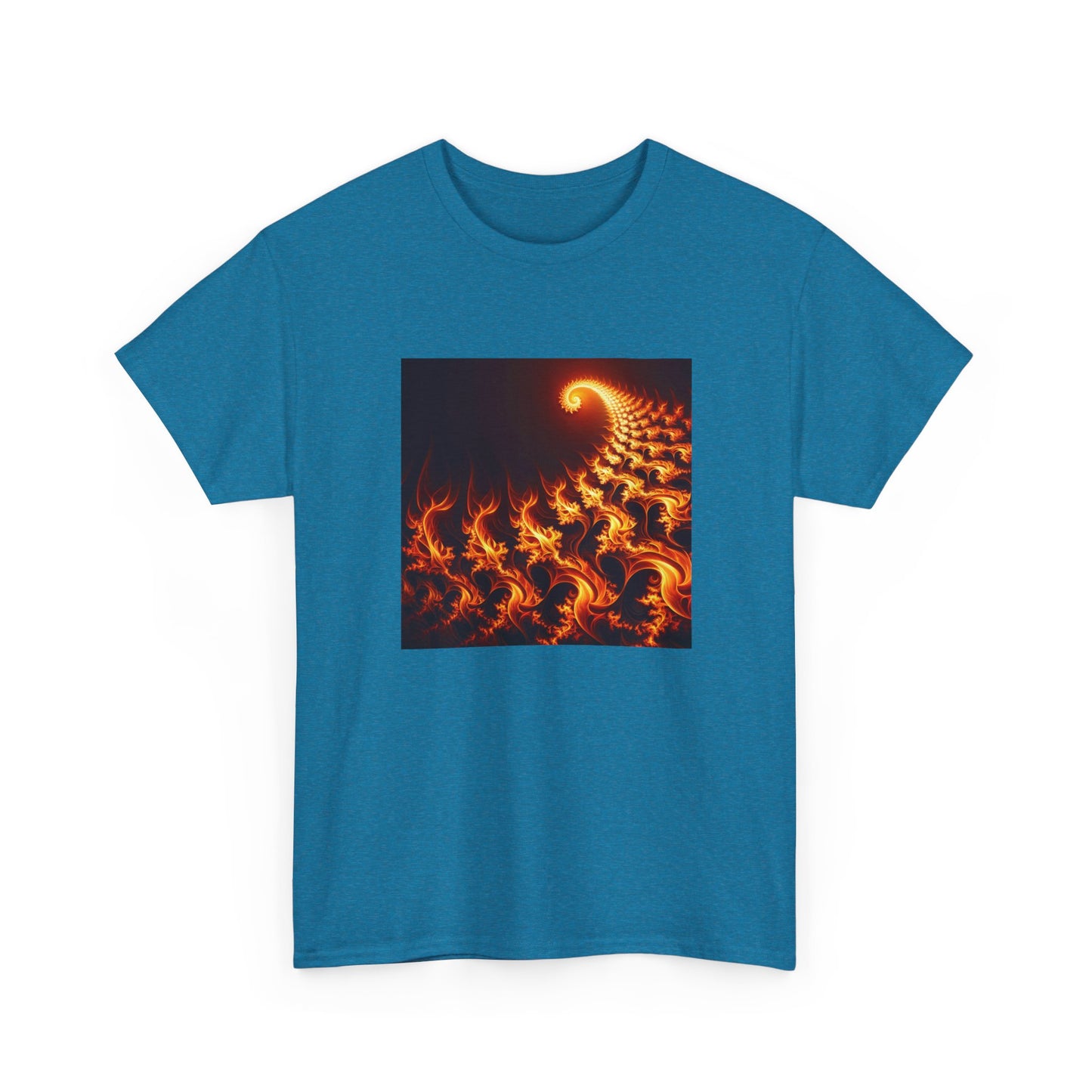 Fractal Flames: Ignite Your Style in Orange T-Shirt