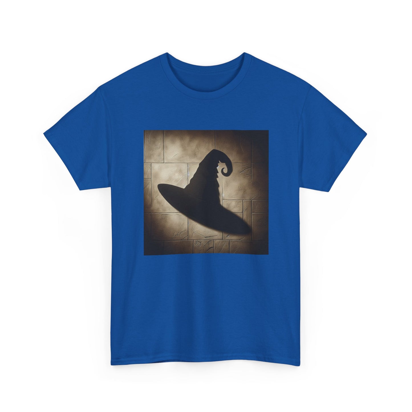 Enchanted Shadows: Witch Hat Illusions on Textured Walls T-Shirt