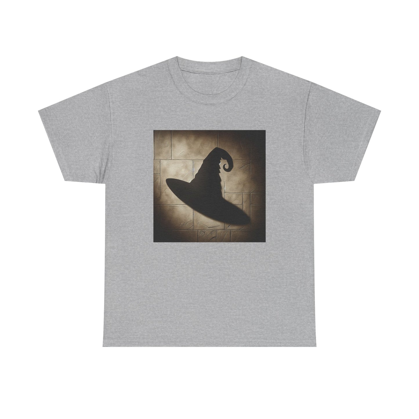 Enchanted Shadows: Witch Hat Illusions on Textured Walls T-Shirt