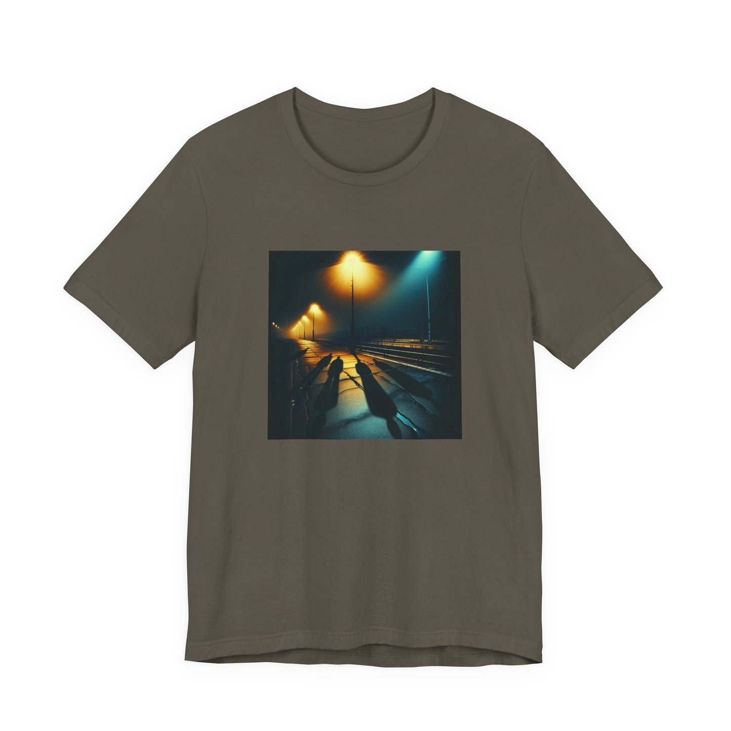 Ghostly Glows: Streetlights Casting Eerie Shadows T-Shirt