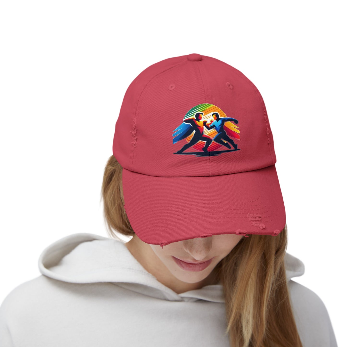 Super Hero Action Design Unisex Distressed Cap