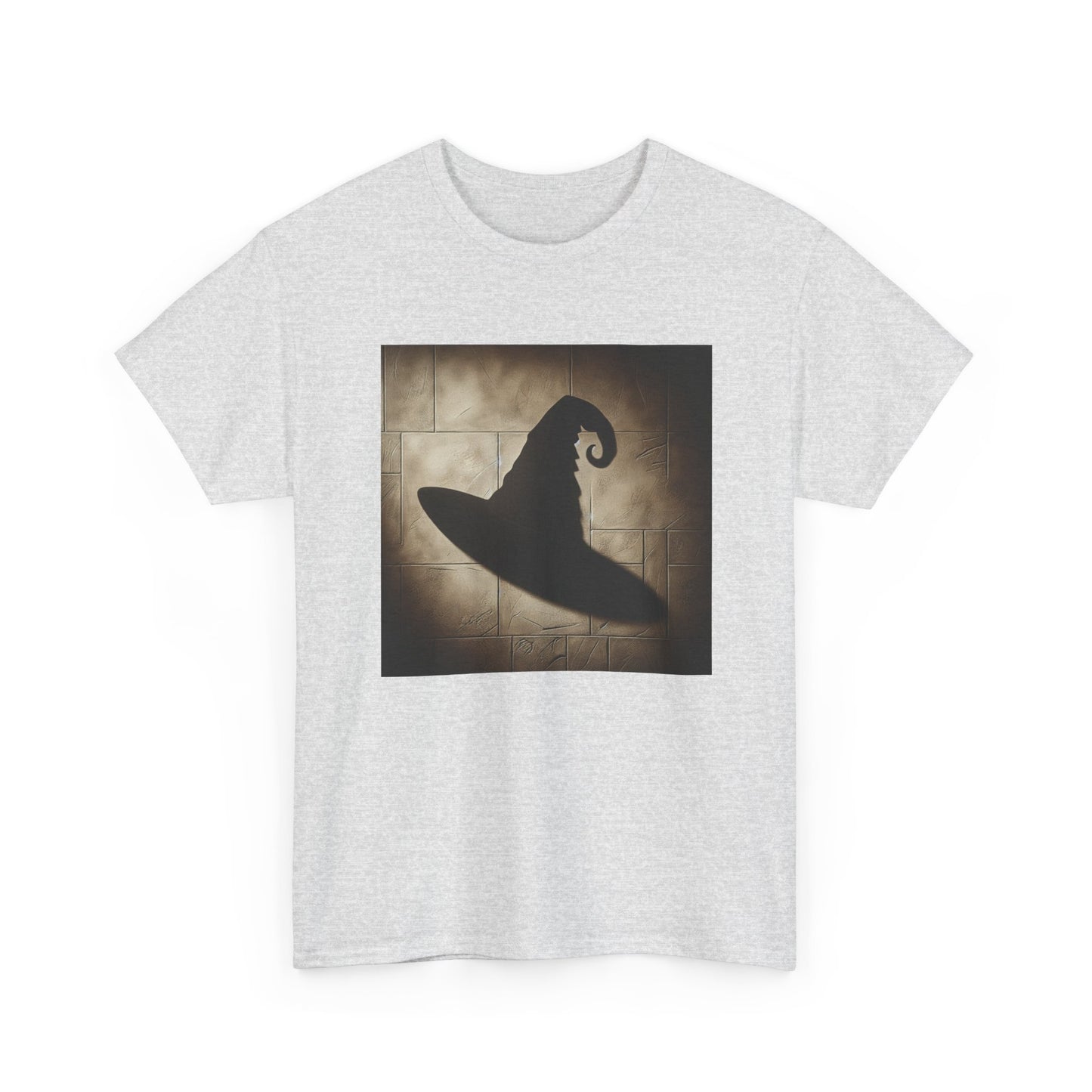 Enchanted Shadows: Witch Hat Illusions on Textured Walls T-Shirt