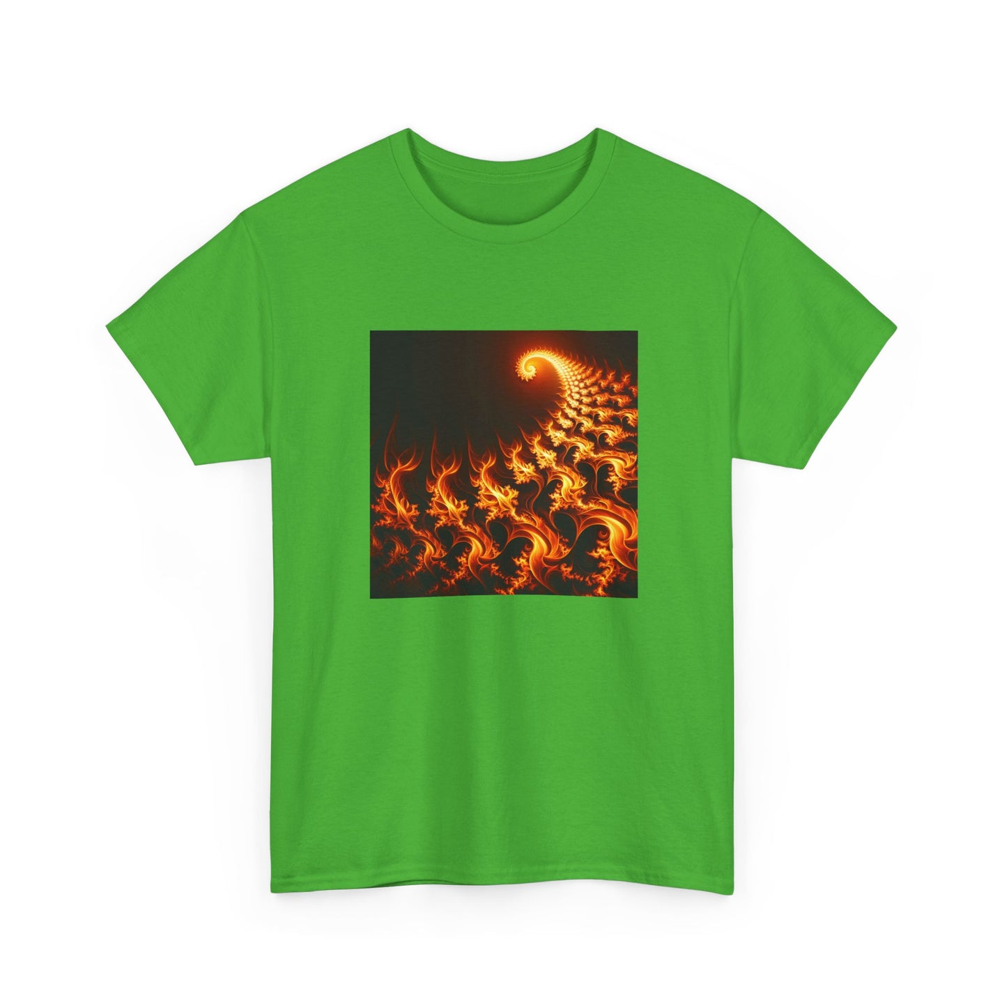Fractal Flames: Ignite Your Style in Orange T-Shirt