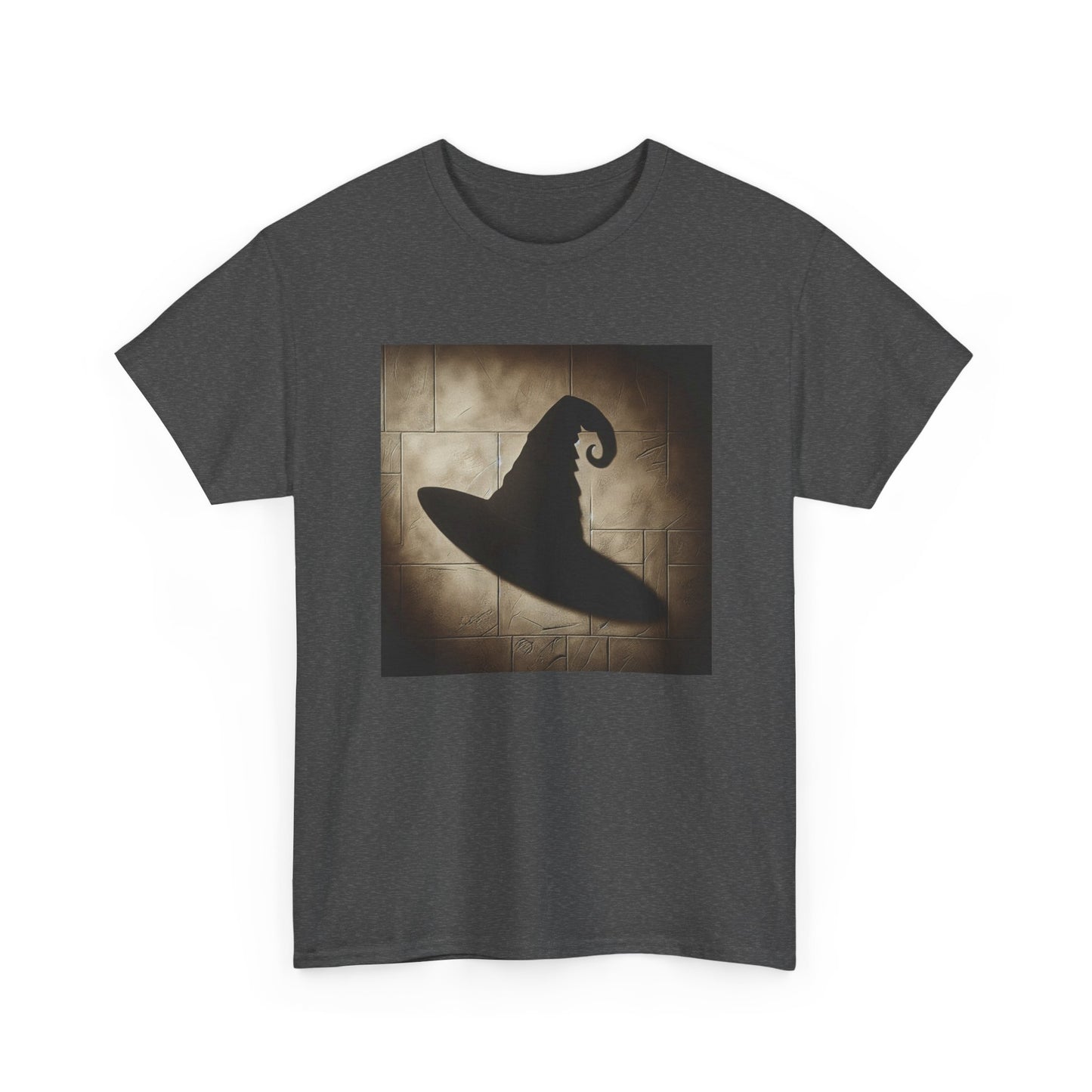 Enchanted Shadows: Witch Hat Illusions on Textured Walls T-Shirt