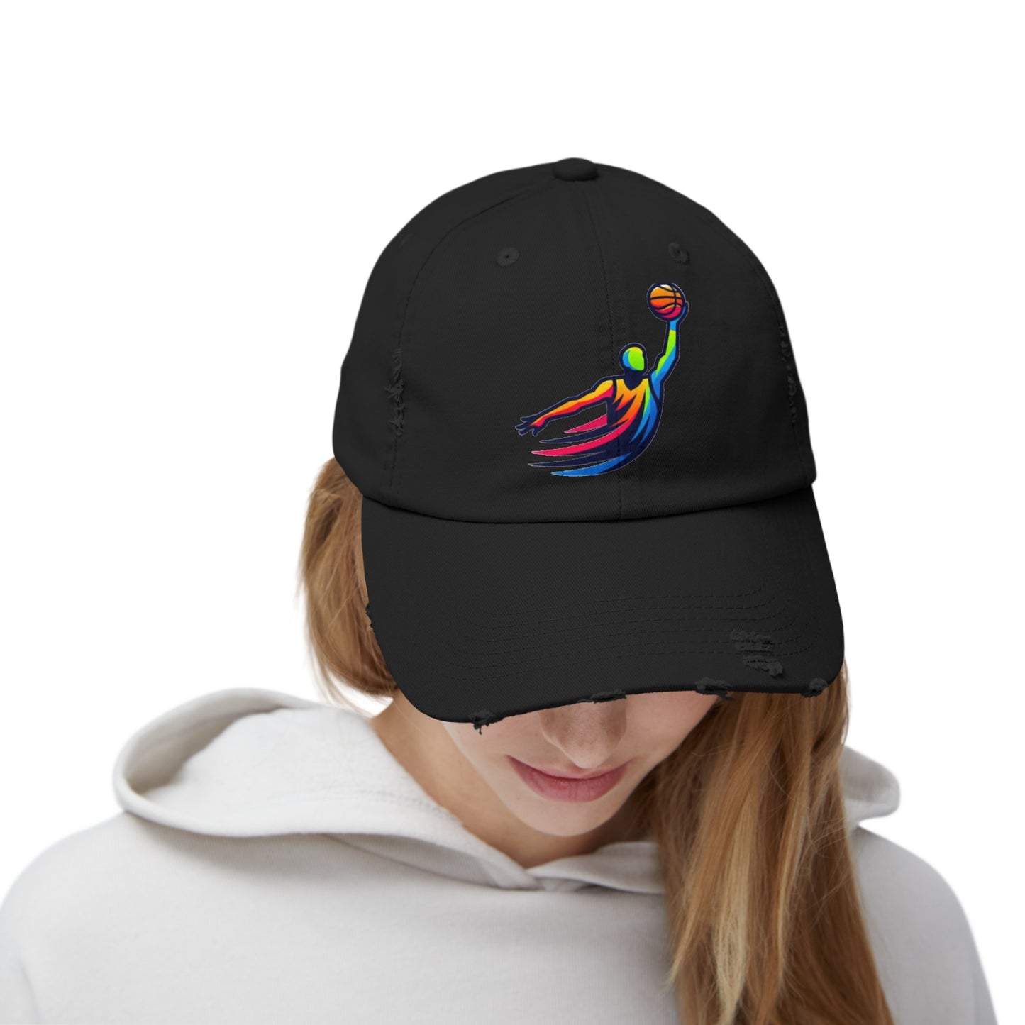 Basket Ball Design Unisex Distressed Cap