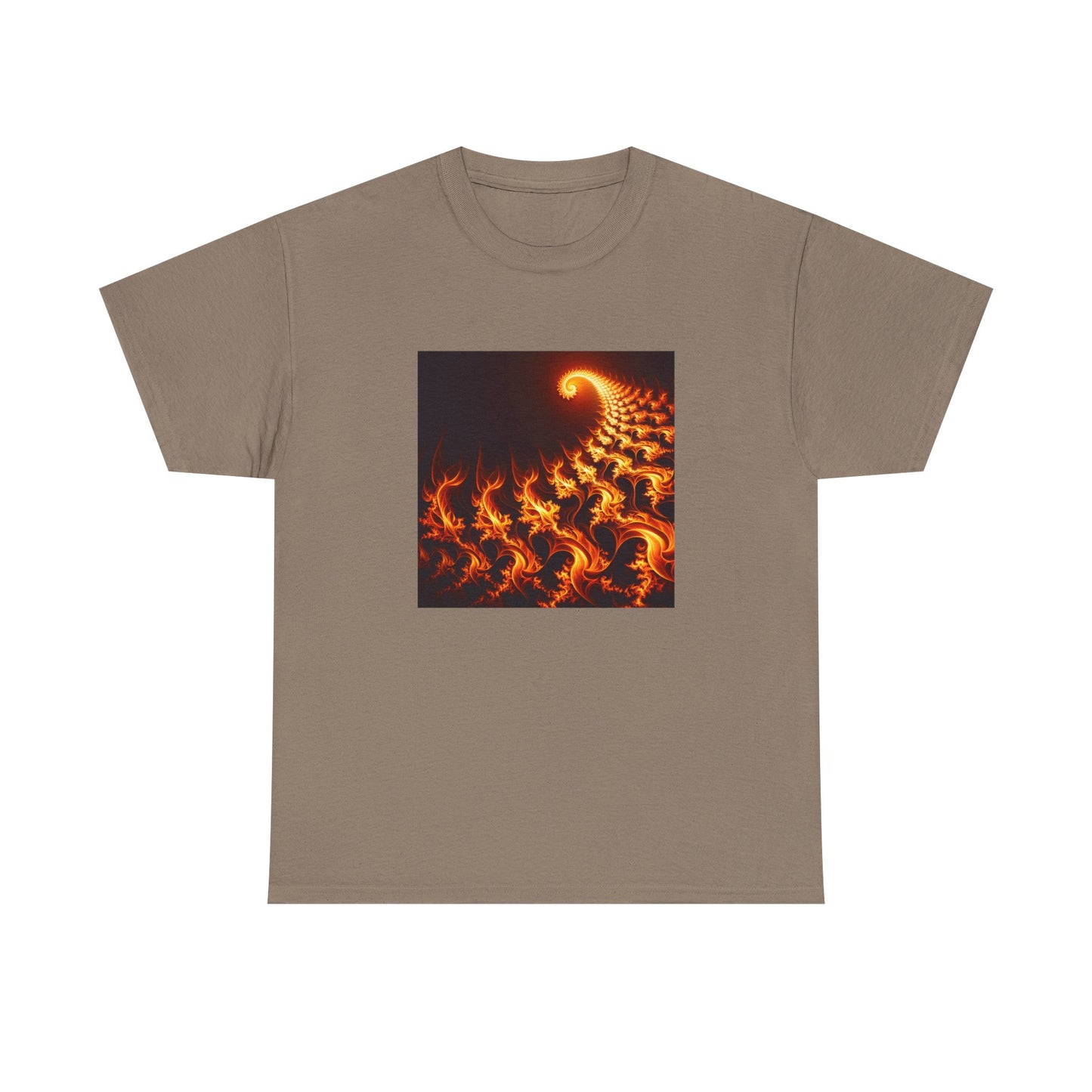 Fractal Flames: Ignite Your Style in Orange T-Shirt