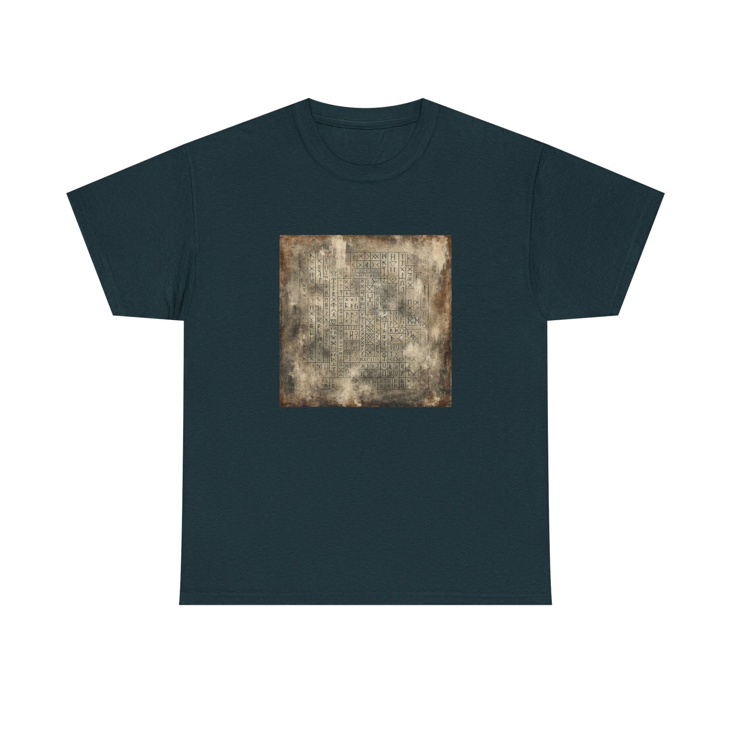 Runic Whispers: Secrets Beneath the Grunge T-Shirt