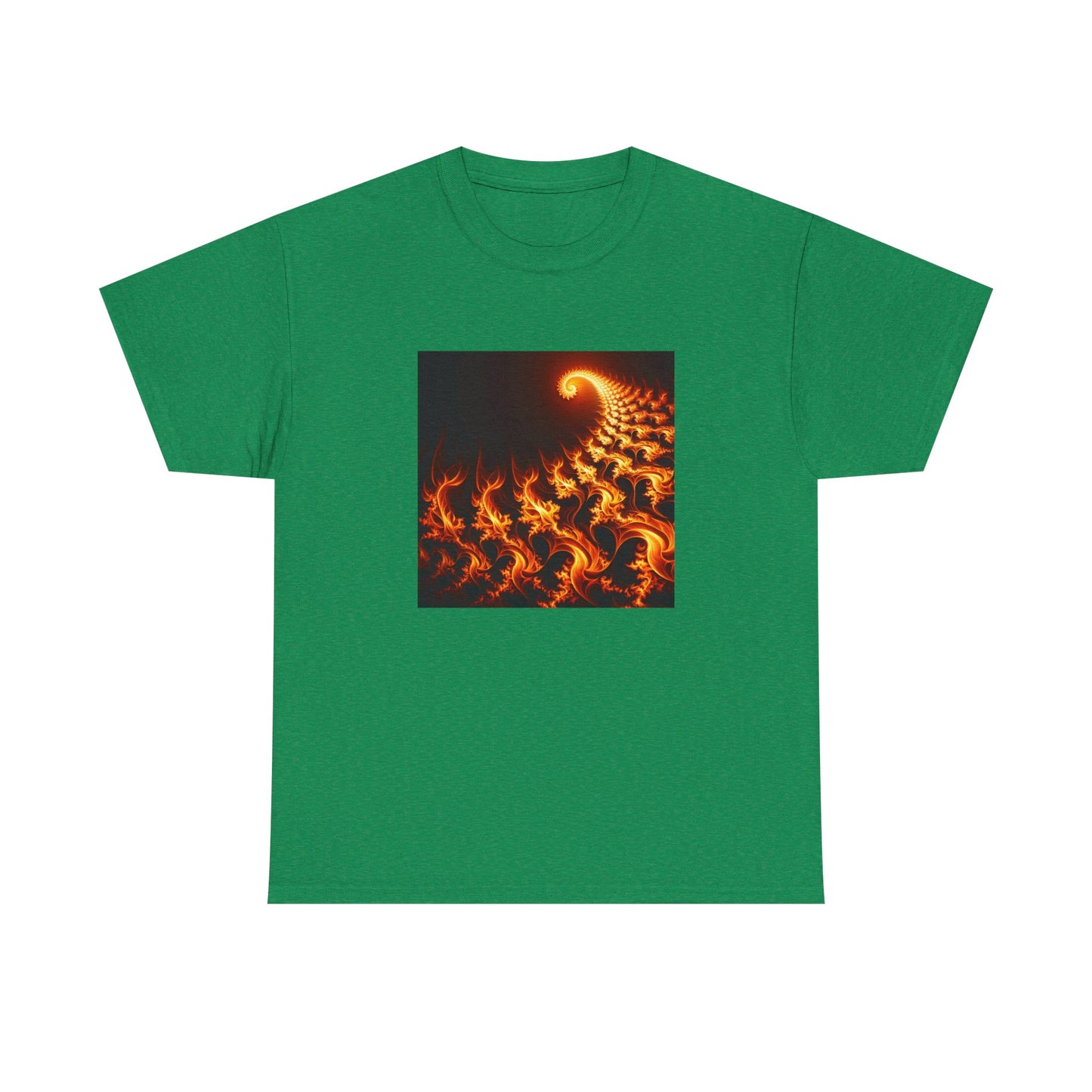 Fractal Flames: Ignite Your Style in Orange T-Shirt