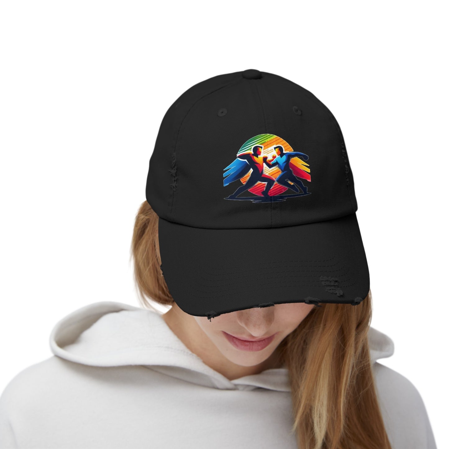 Super Hero Action Design Unisex Distressed Cap