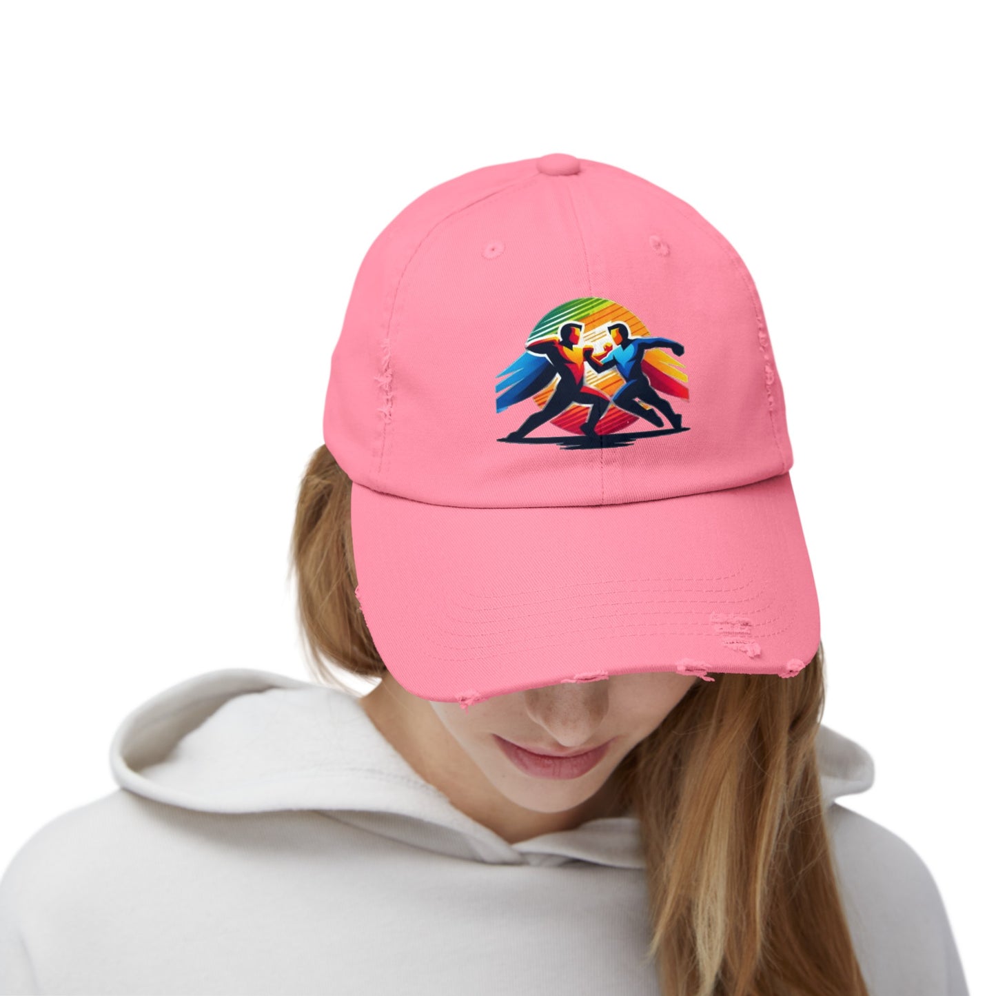 Super Hero Action Design Unisex Distressed Cap