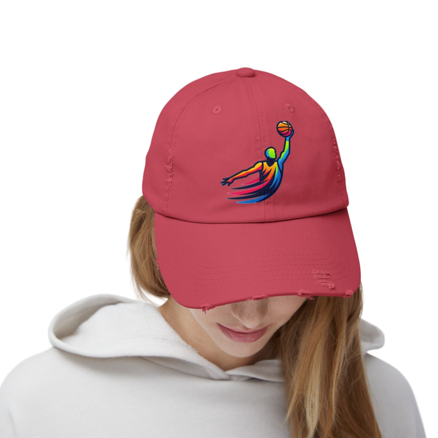 Basket Ball Design Unisex Distressed Cap