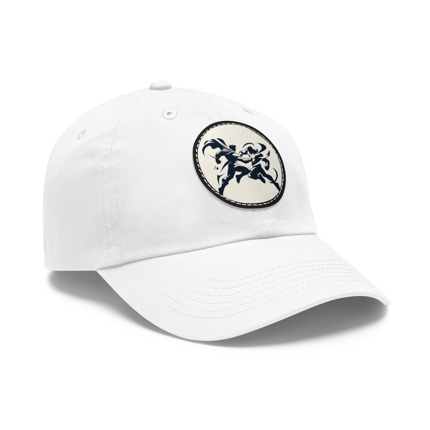 Super Hero Design Dad Hat with Leather Patch (Round)