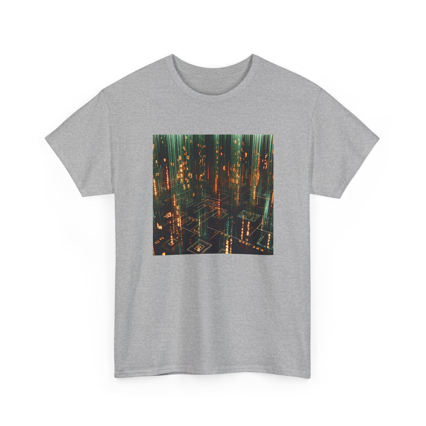 Code Cascade: Orange Matrix Vibes Tee T-Shirt