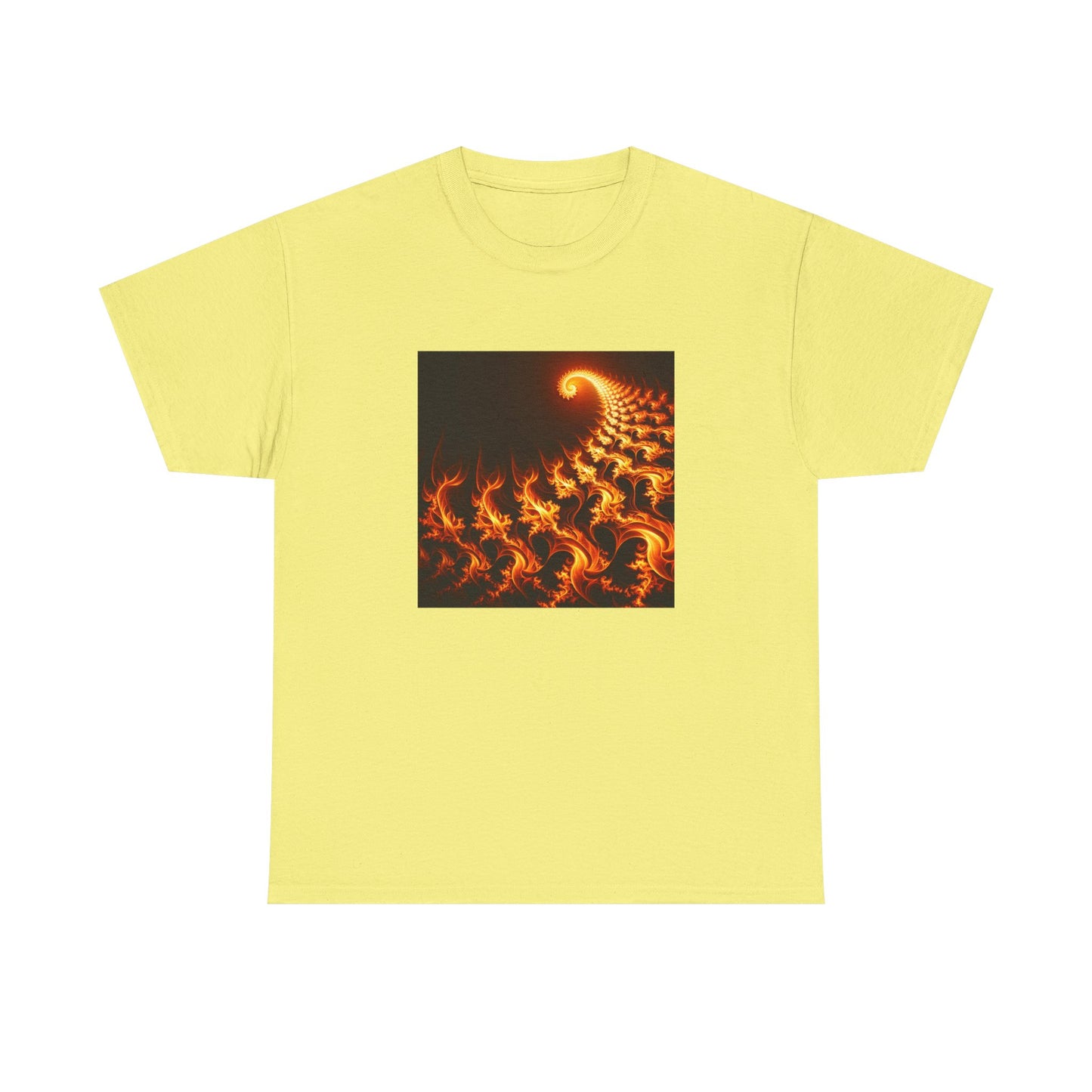 Fractal Flames: Ignite Your Style in Orange T-Shirt
