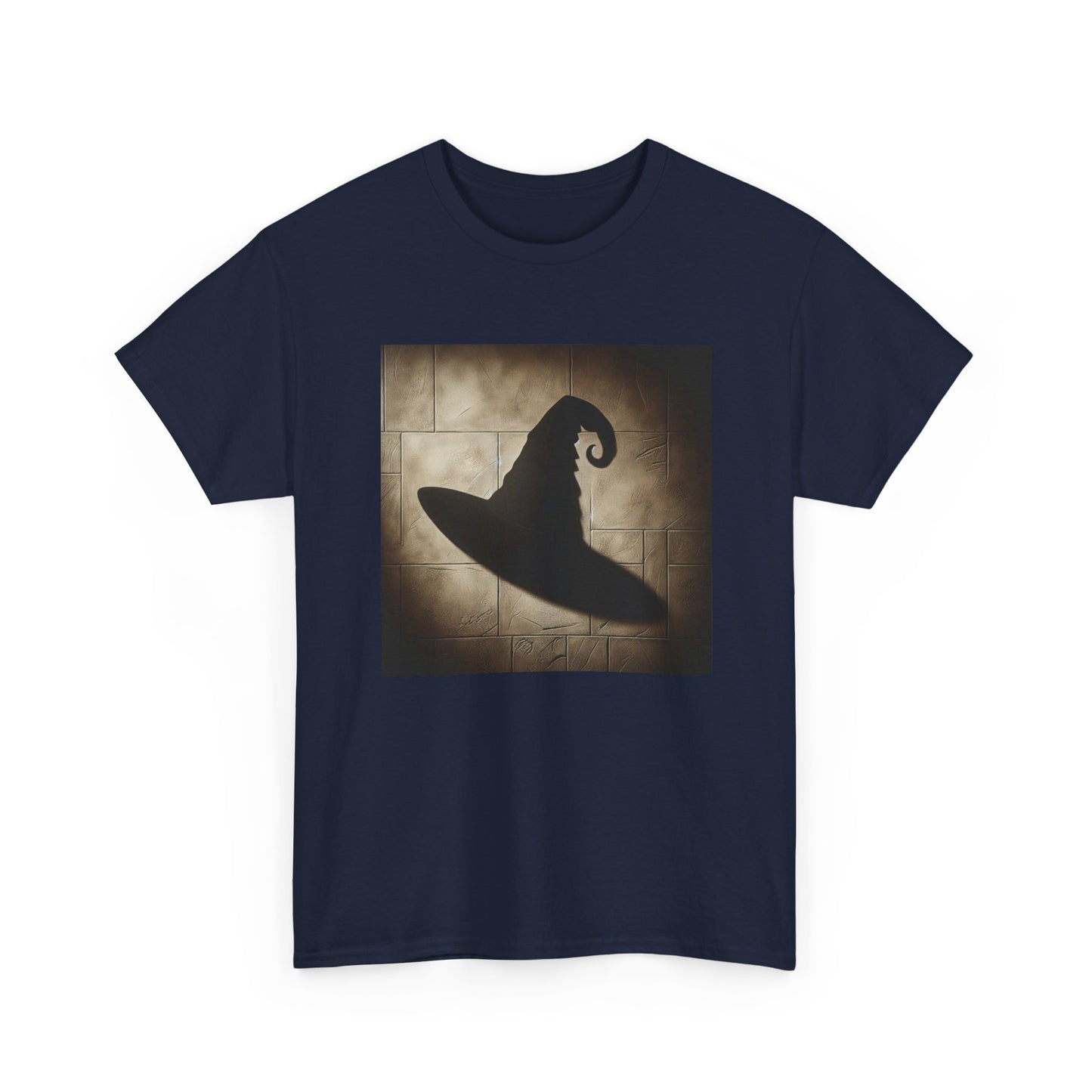 Enchanted Shadows: Witch Hat Illusions on Textured Walls T-Shirt