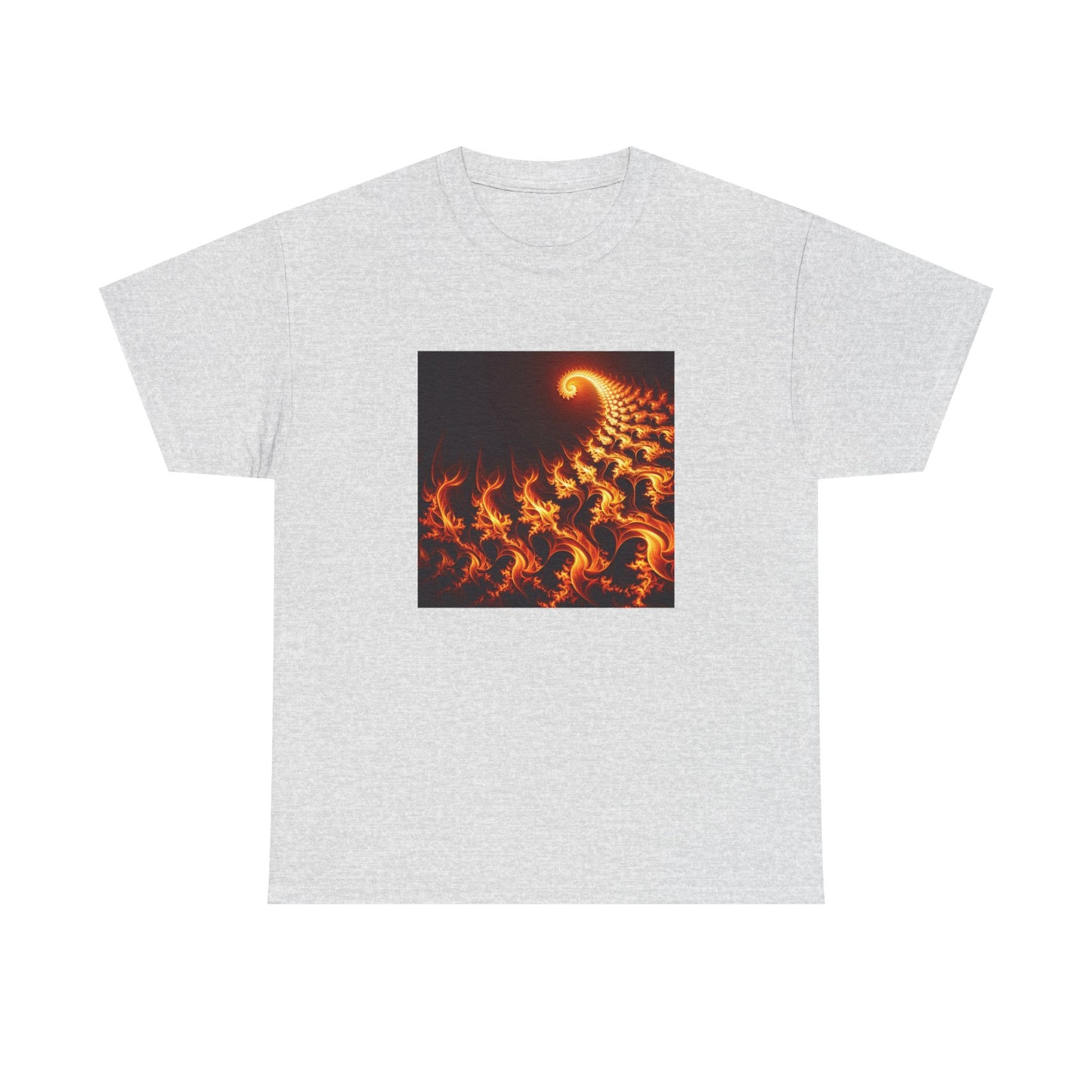 Fractal Flames: Ignite Your Style in Orange T-Shirt