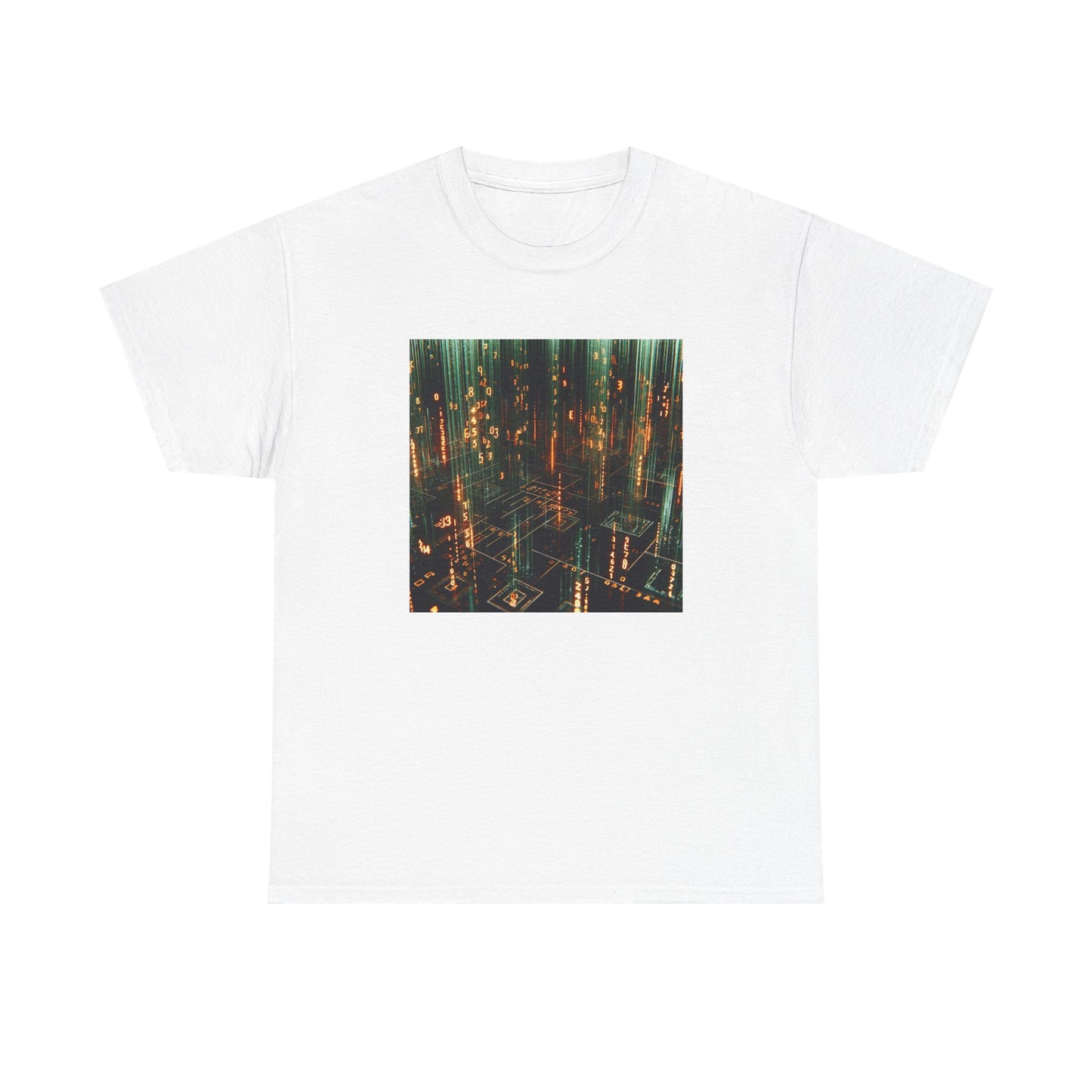 Code Cascade: Orange Matrix Vibes Tee T-Shirt