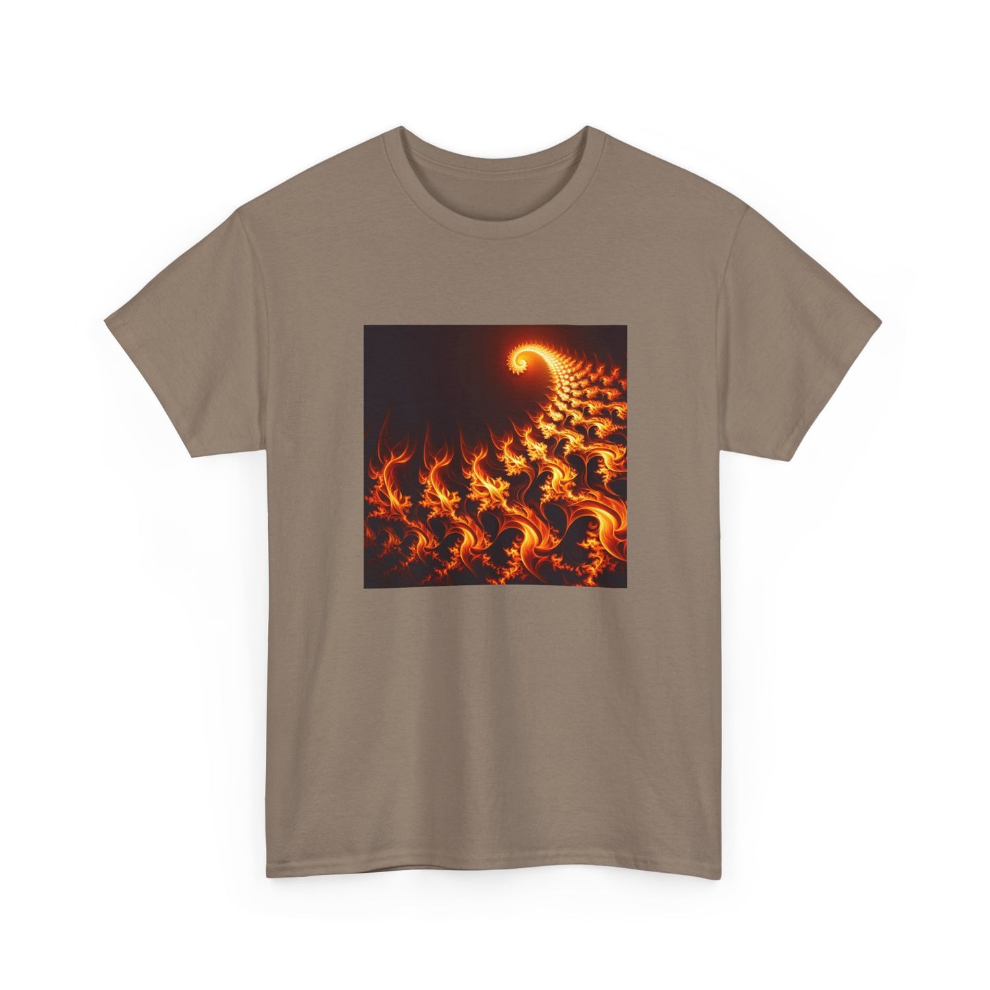 Fractal Flames: Ignite Your Style in Orange T-Shirt