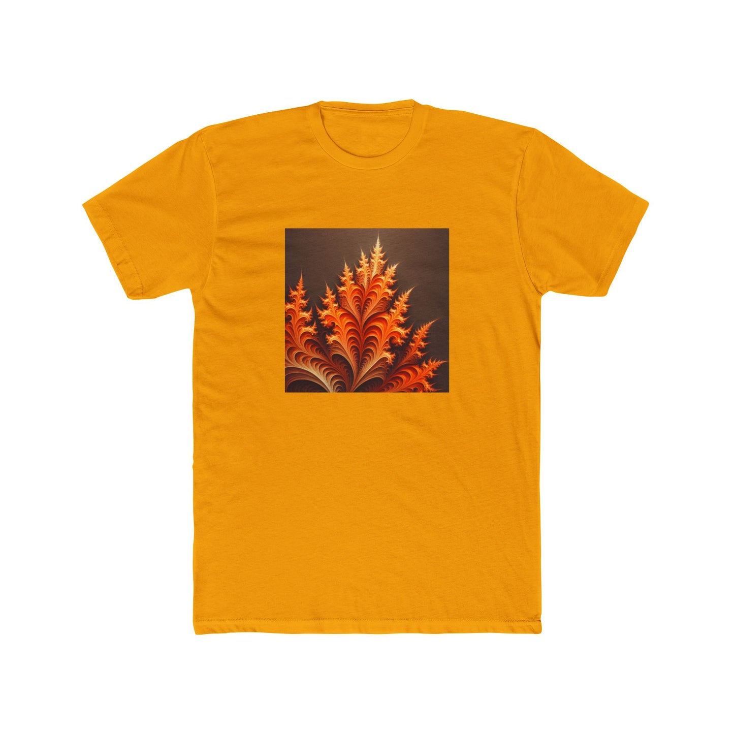 Fractal Flames: Ignite Your Style in Orange T-Shirt