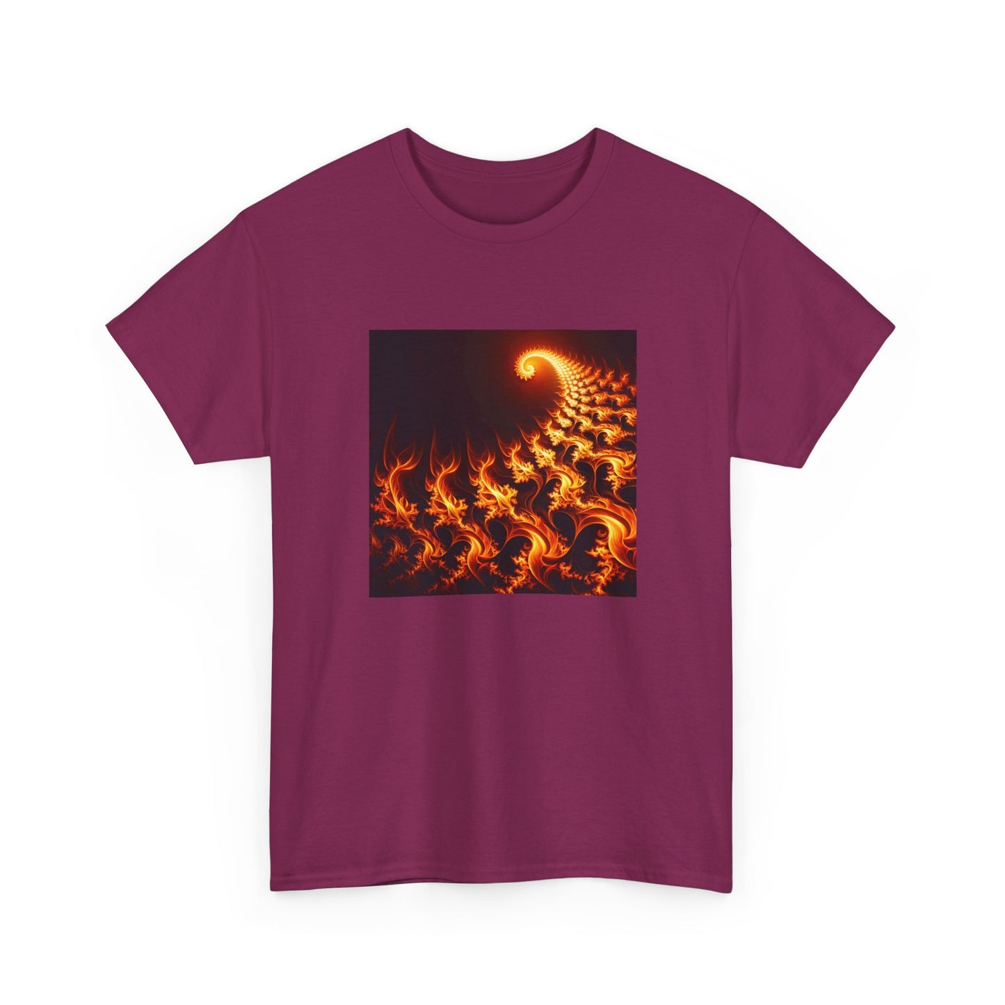 Fractal Flames: Ignite Your Style in Orange T-Shirt