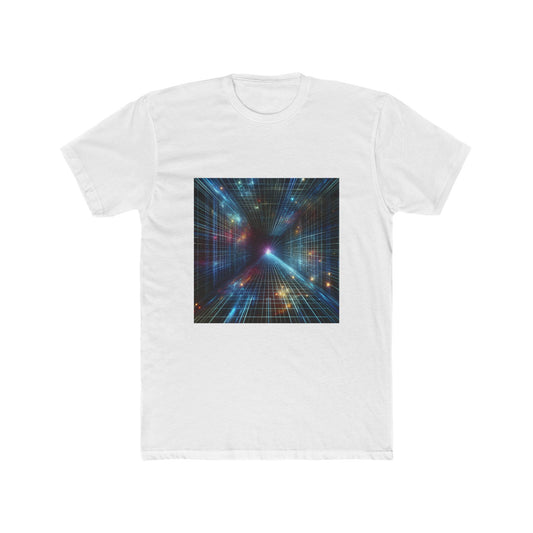 Dive into the Future: Holographic Grid Vortex Tee T-Shirt