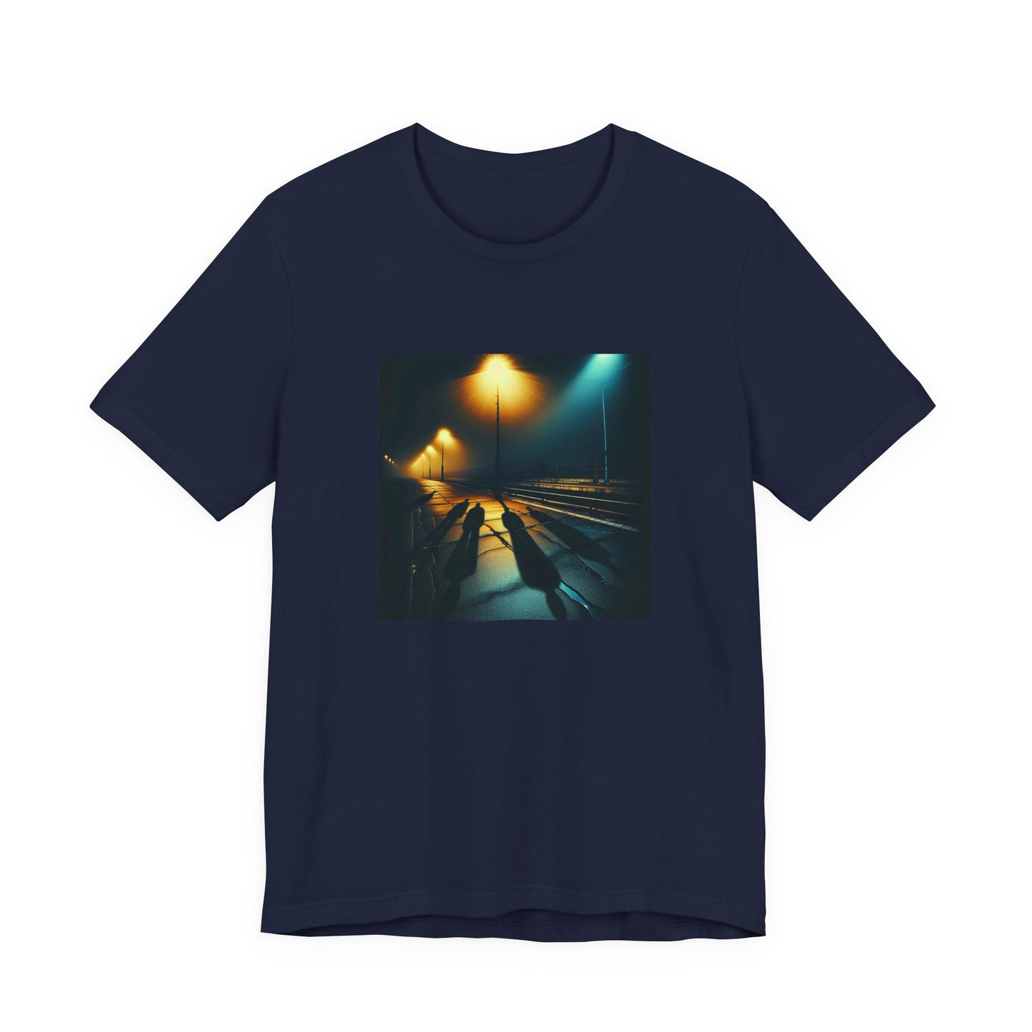 Ghostly Glows: Streetlights Casting Eerie Shadows T-Shirt