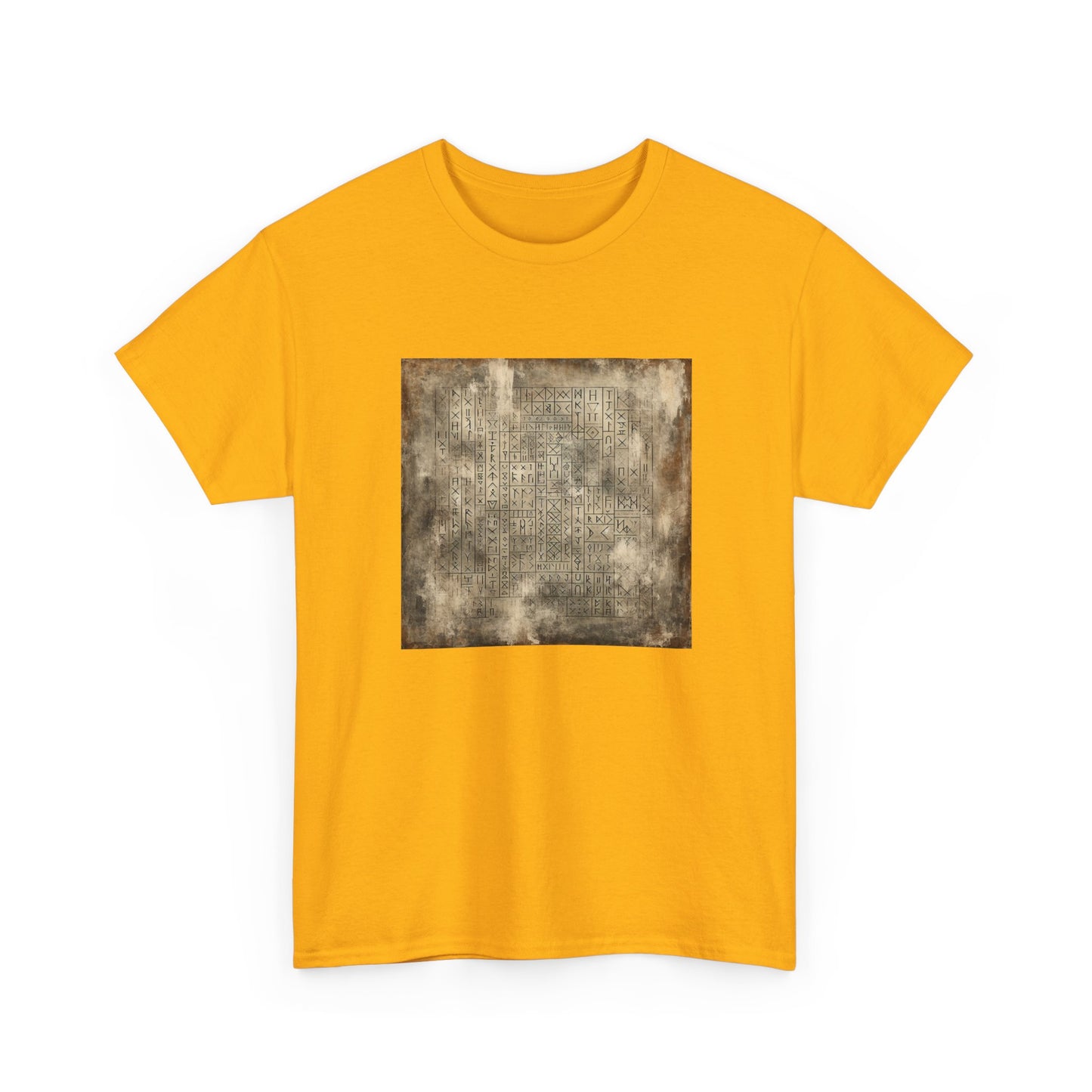 Runic Whispers: Secrets Beneath the Grunge T-Shirt