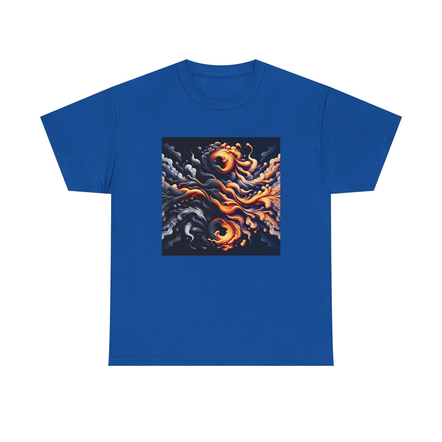 Smoke Swirl Sensation: Mesmerize in Black & Orange T-Shirt