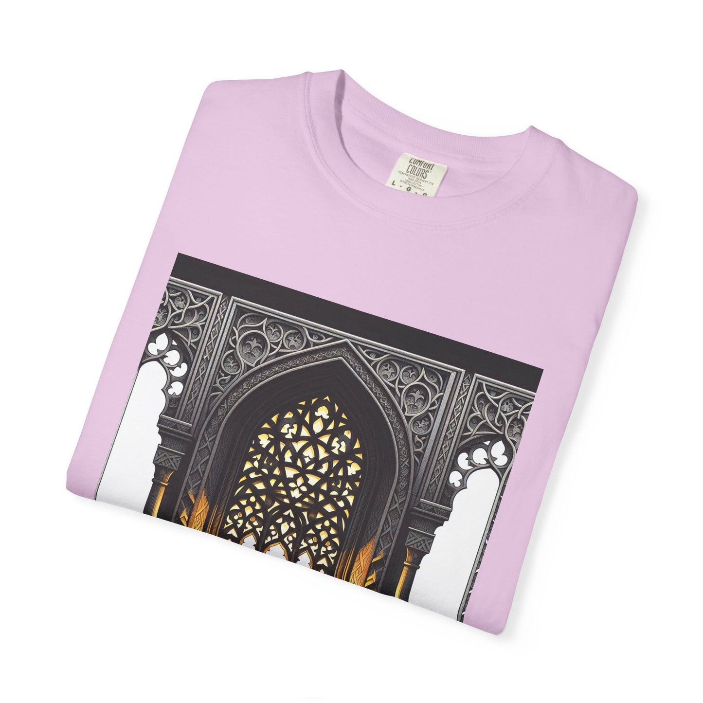 Ghostly Glow: Gothic Windows Aglow with Candlelight T-Shirt